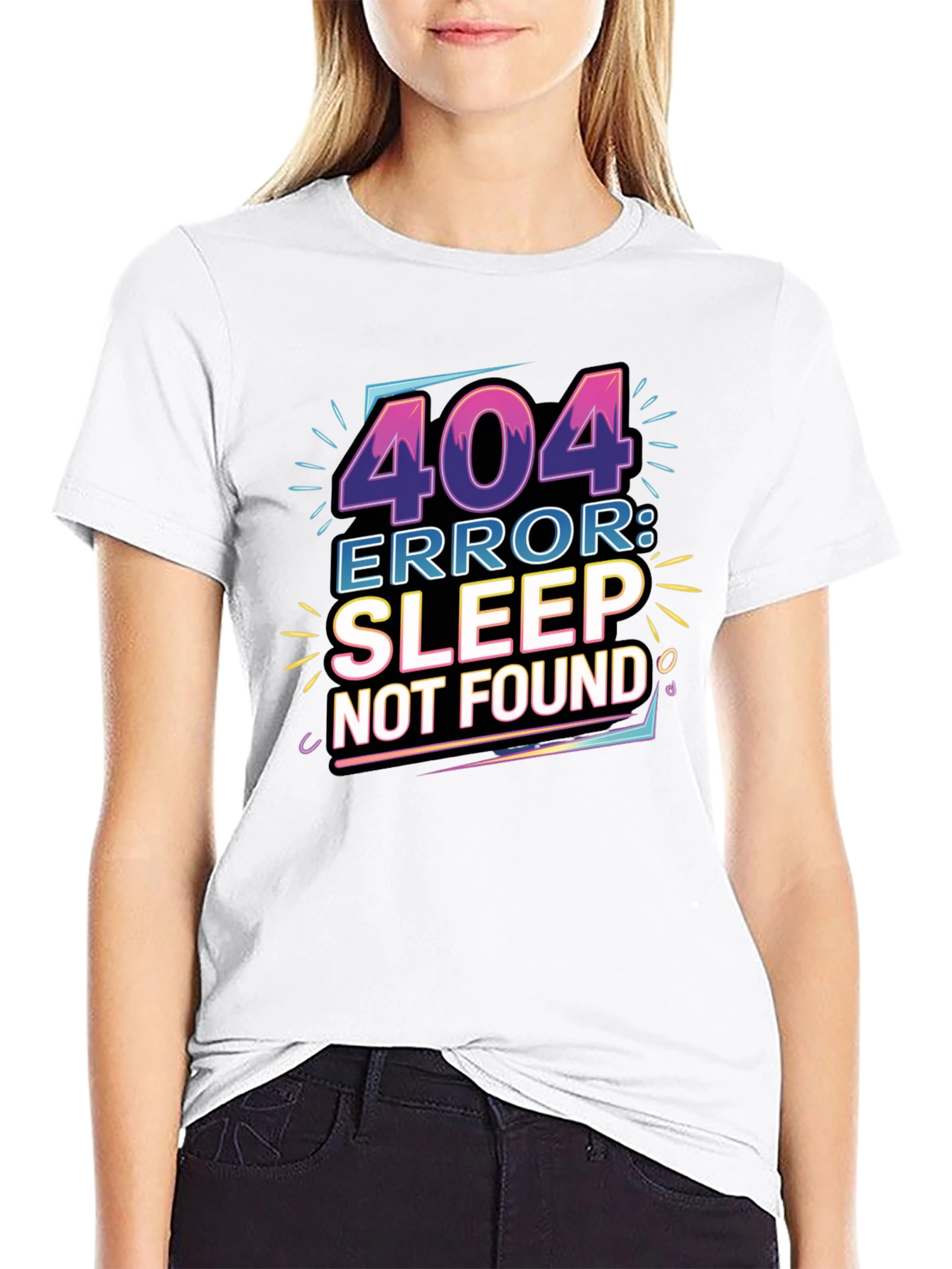 Black 404 Error: Sleep Not Found Graphic Tee view 9