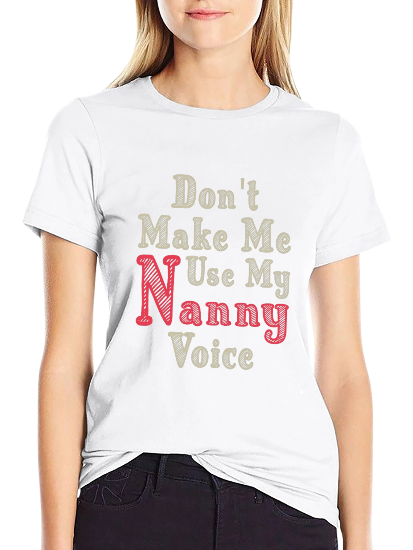 Black Nanny Voice Funny T-Shirt - Black view 9