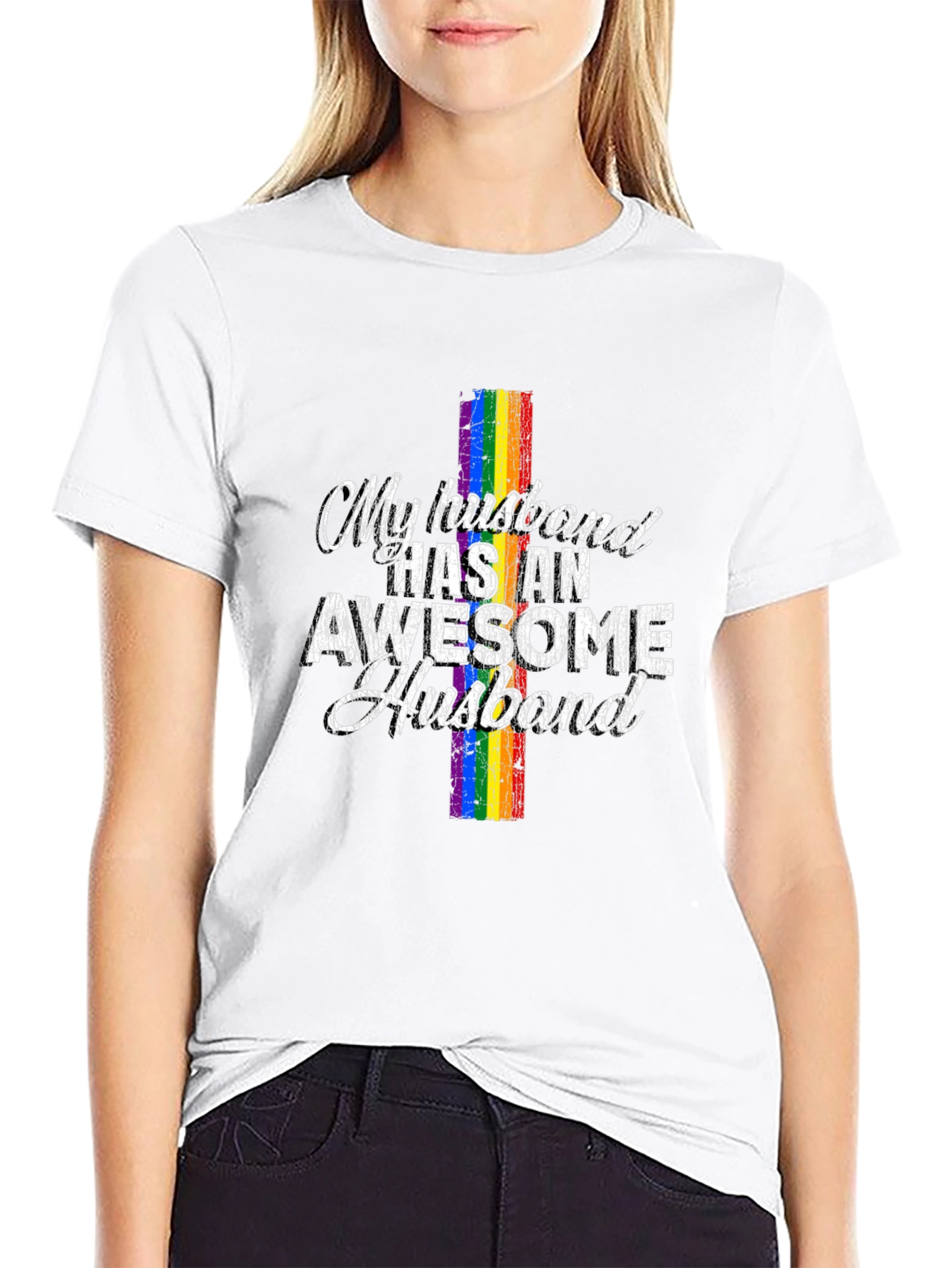 Black Awesome Husband LGBT Pride T-Shirt view 9
