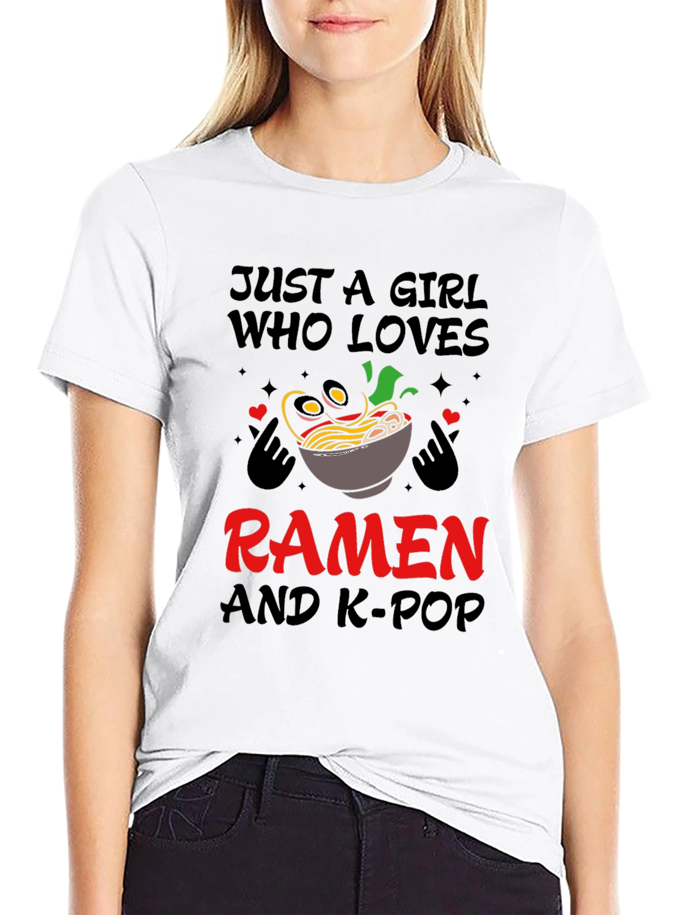 Black Girl Loves Ramen and K-Pop T-Shirt view 9