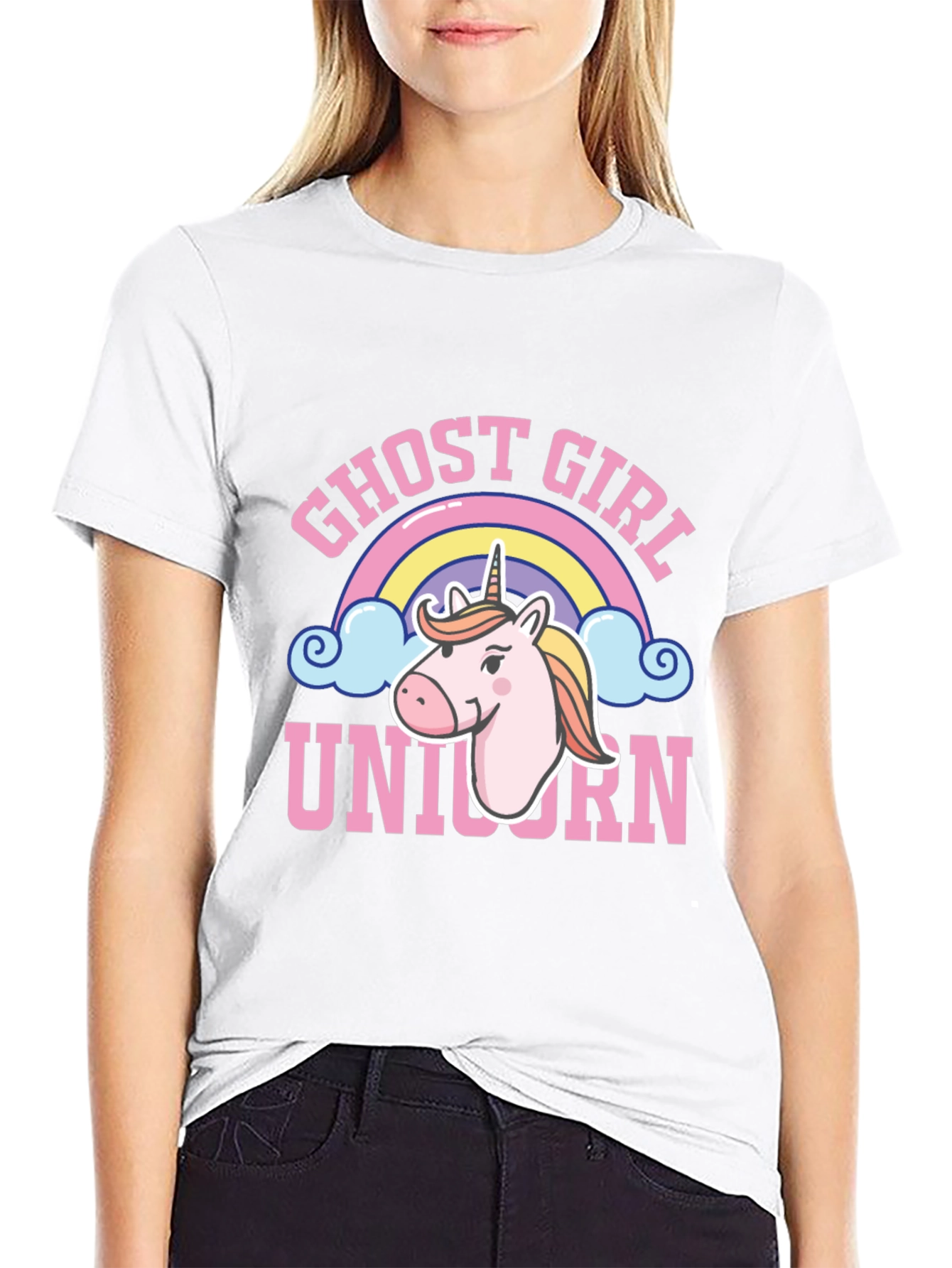 Black Ghost Girl Unicorn T-Shirt - Cute Rainbow Design view 9