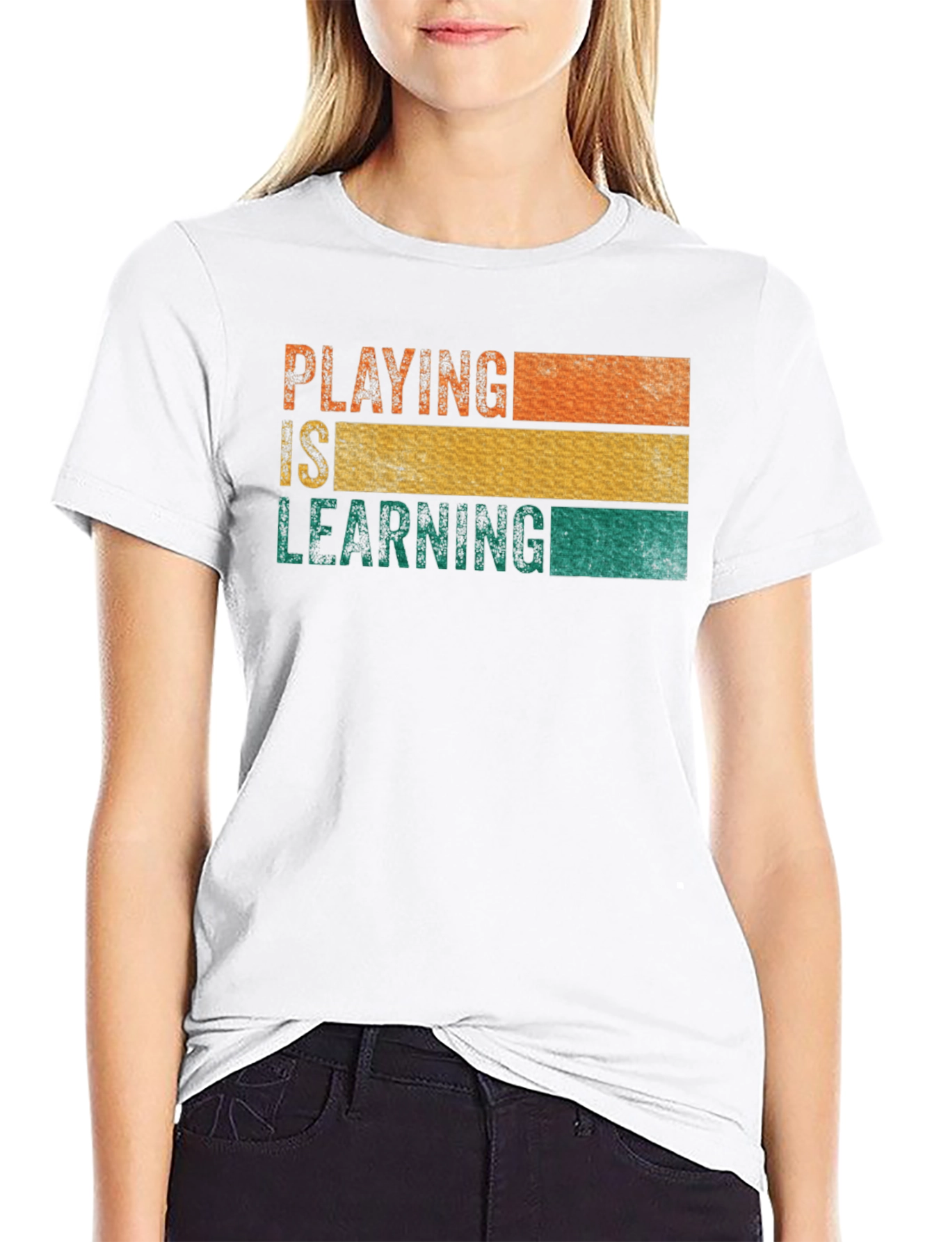 Black Playing is Learning Graphic T-Shirt view 9