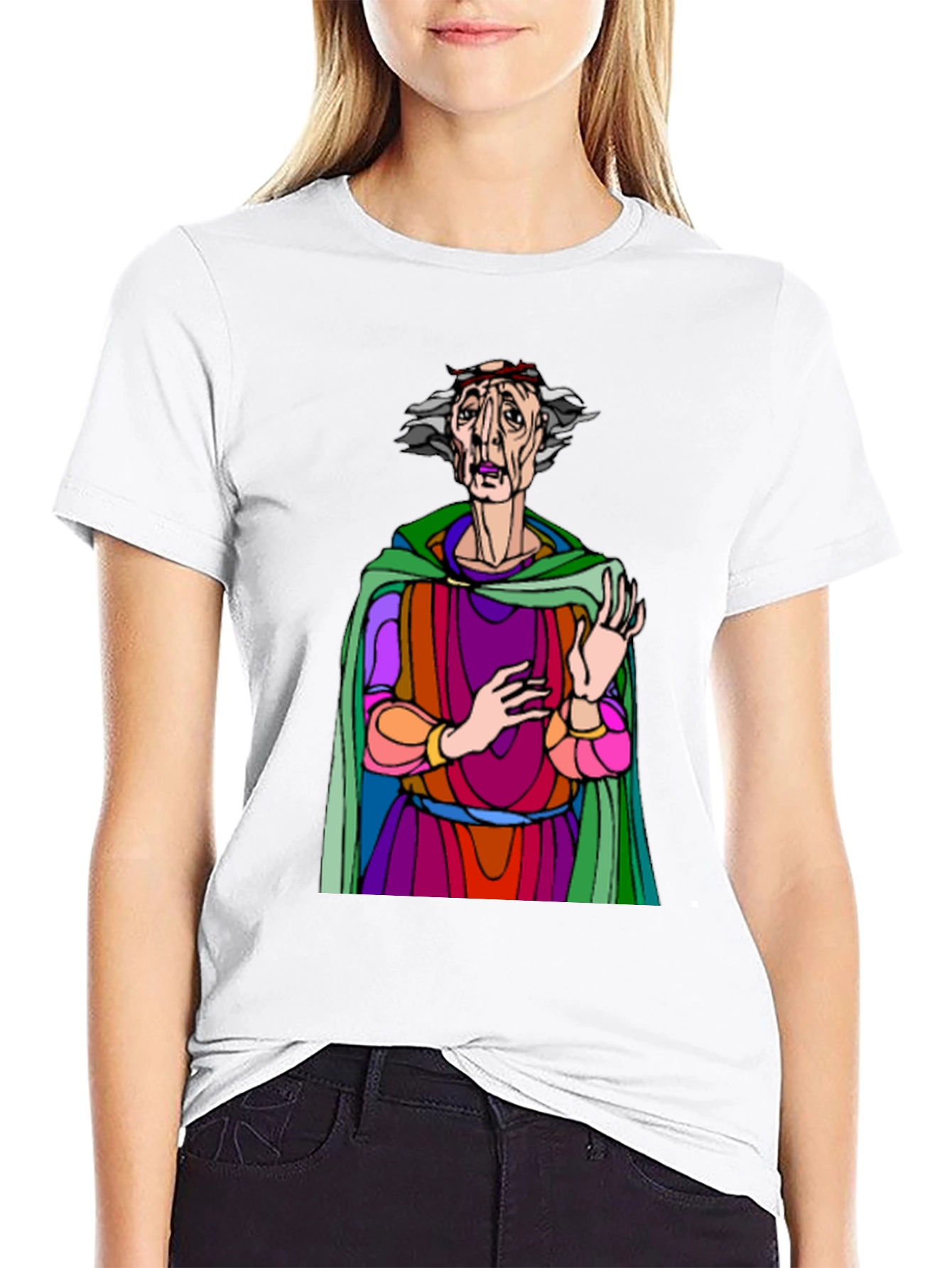 Black Unique Graphic T-Shirt with Artistic Character Design view 9