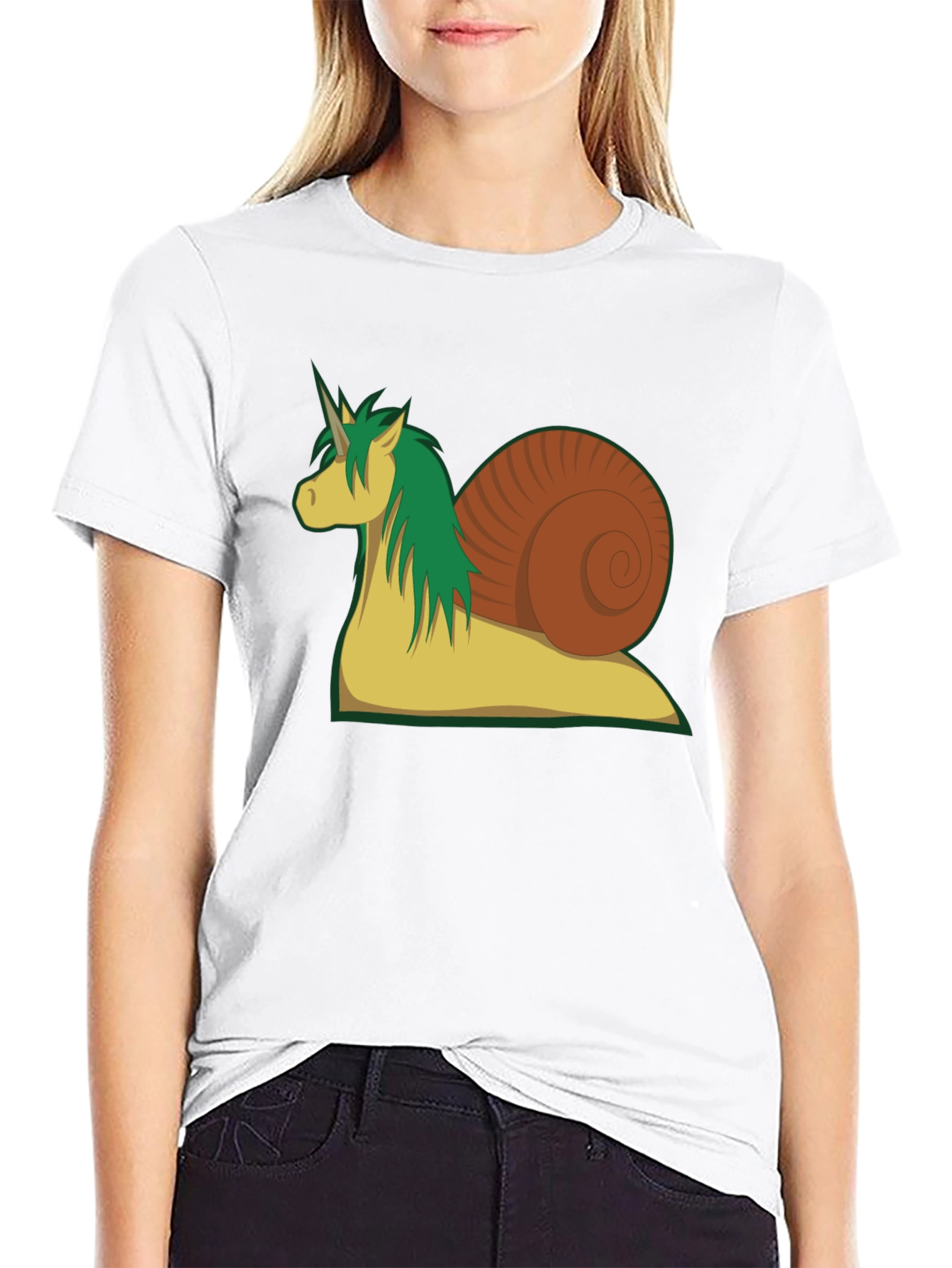 Black Unicorn Snail Graphic Tee - Black Cotton T-Shirt view 9