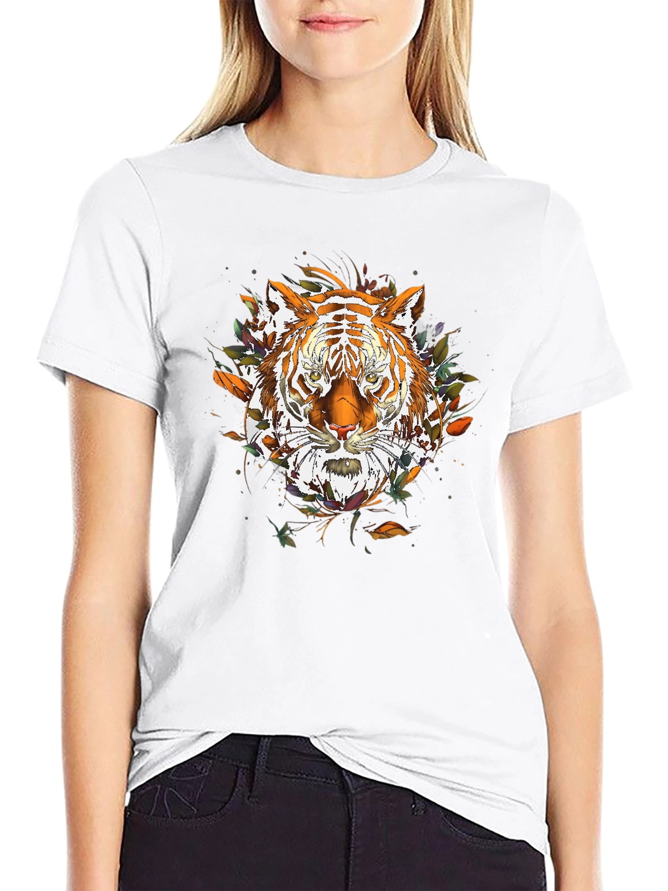 Black Tiger Graphic Print Black T-Shirt view 9