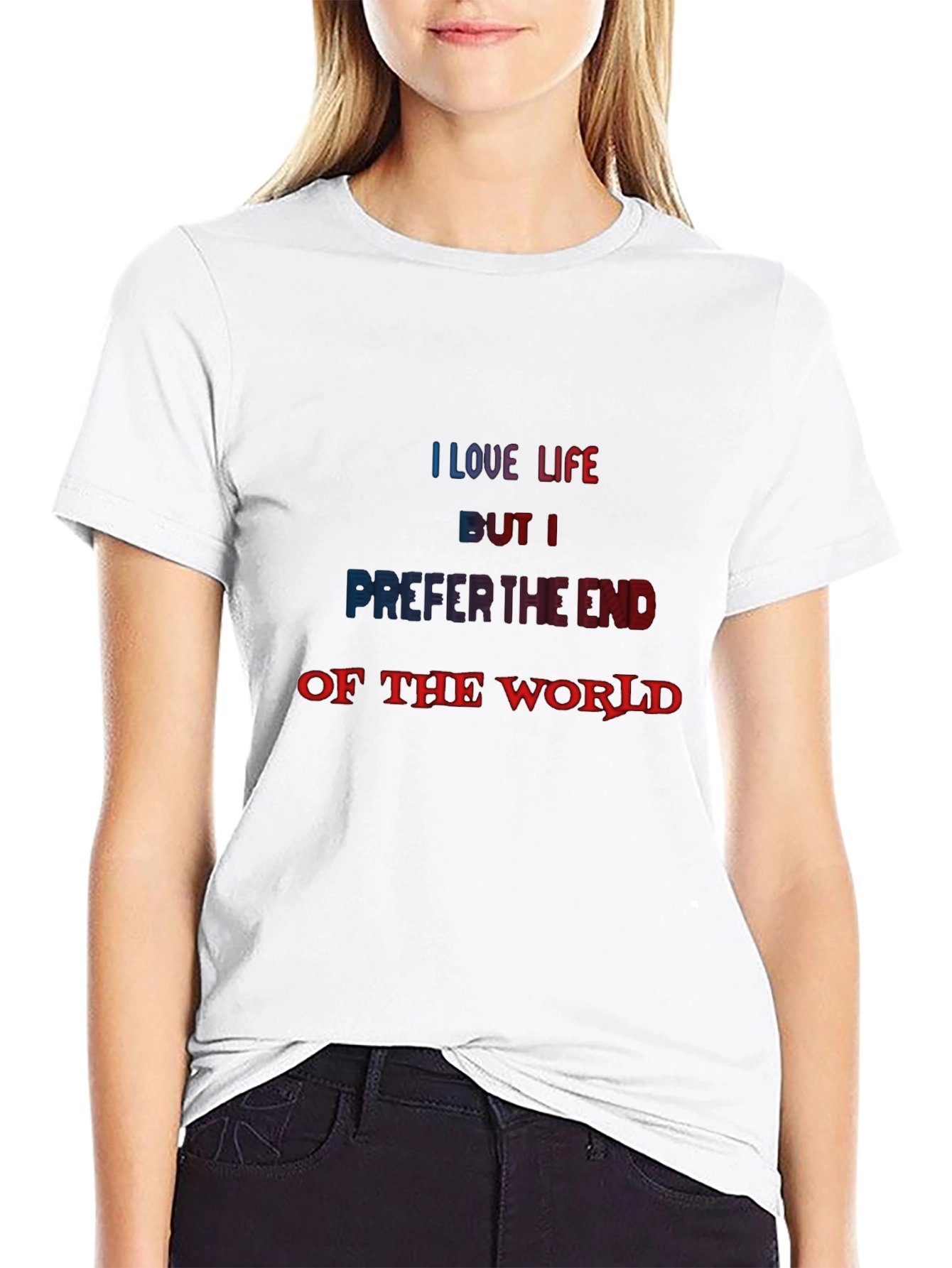 Black I Love Life But I Prefer the End of the World T-Shirt view 9