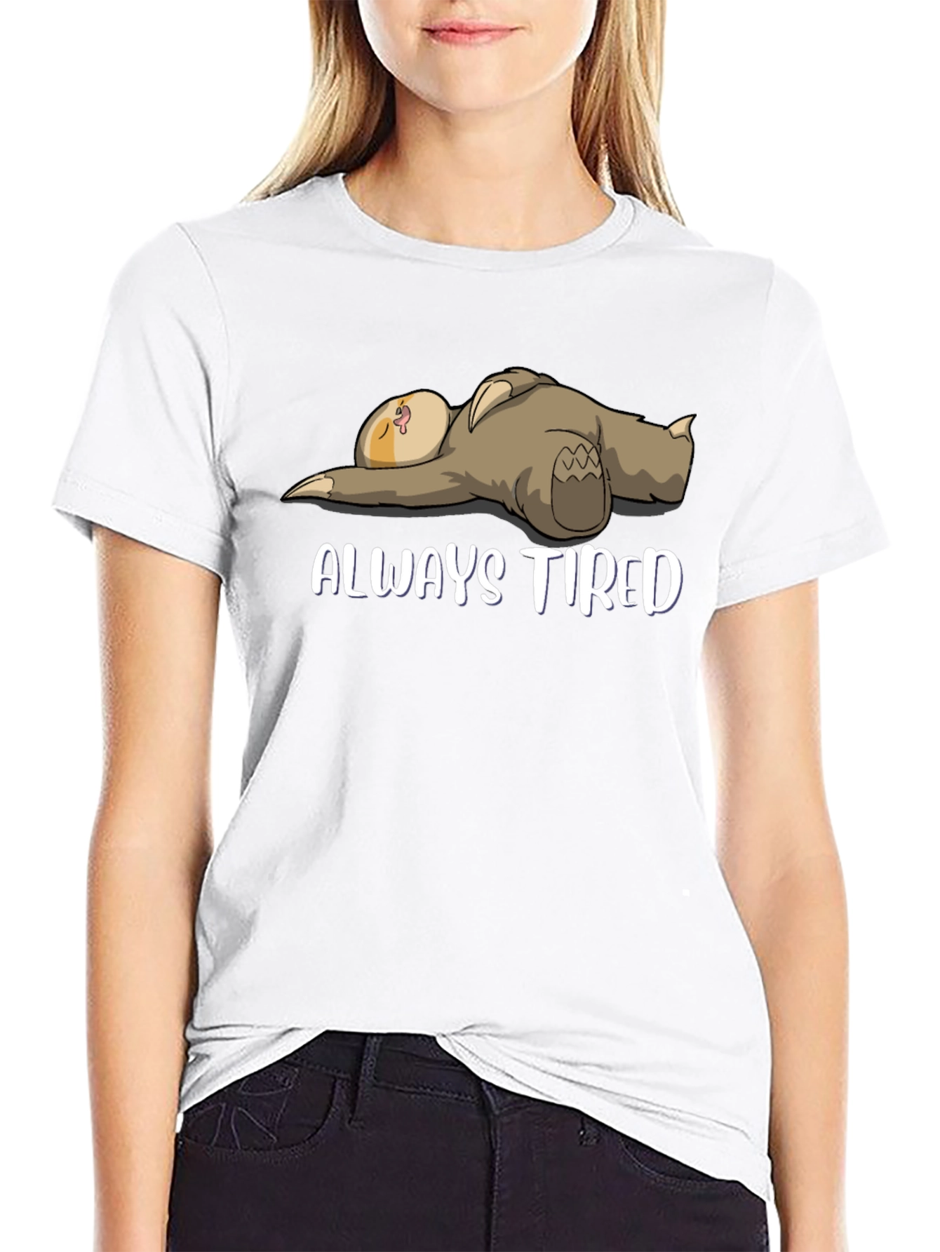 Black Always Tired Sloth Graphic T-Shirt - Men's view 9