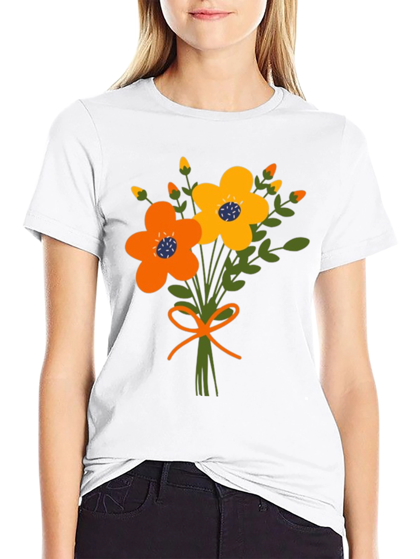 Black Floral Bouquet Graphic Tee view 9