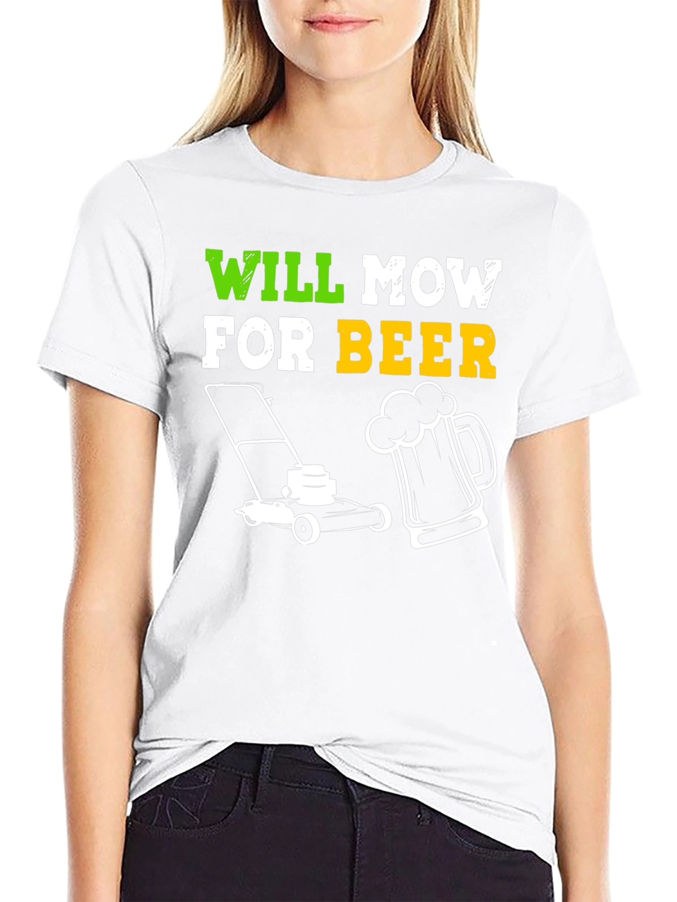 Black Will Mow for Beer T-Shirt view 9