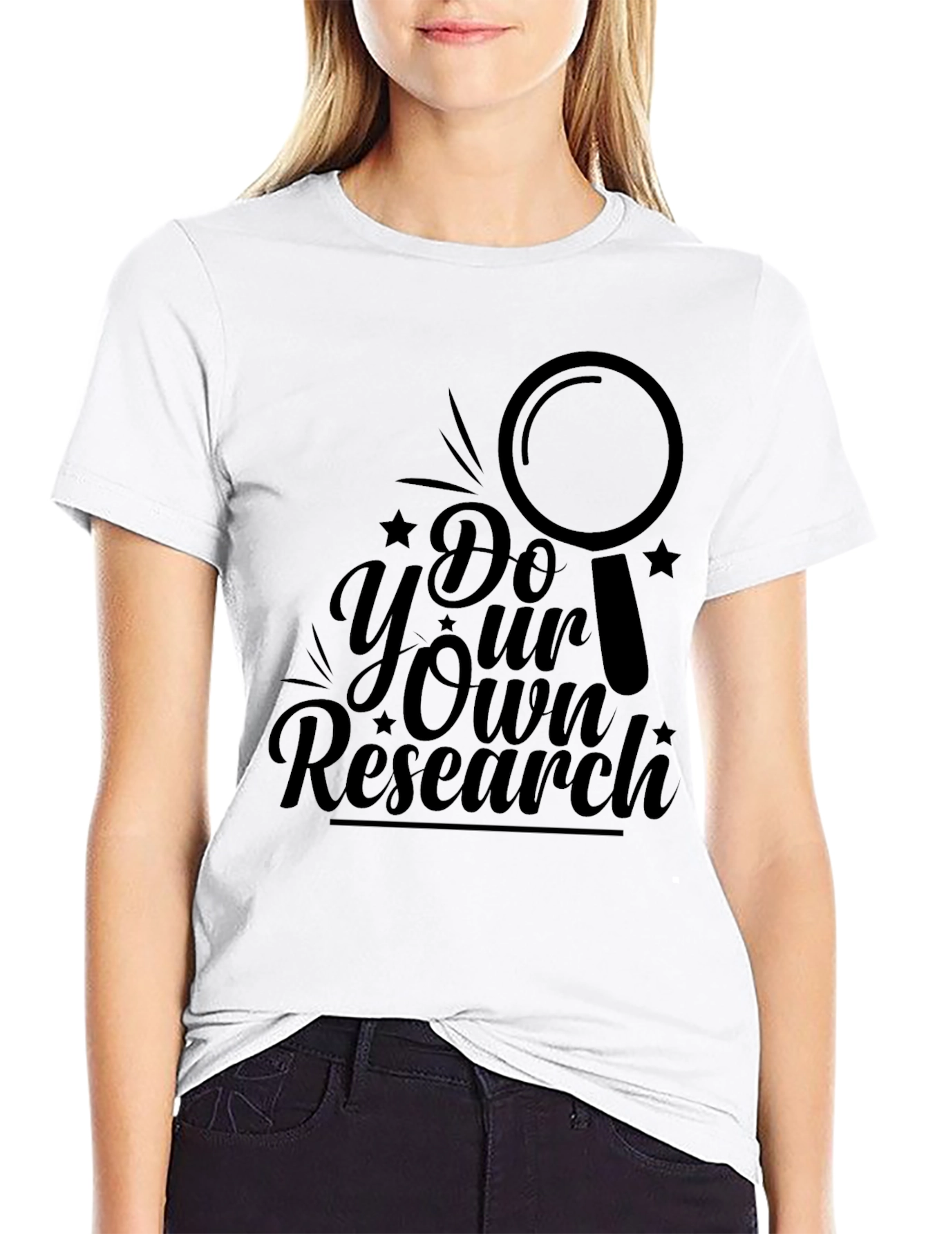 Black Do Your Own Research Black Graphic T-Shirt view 9