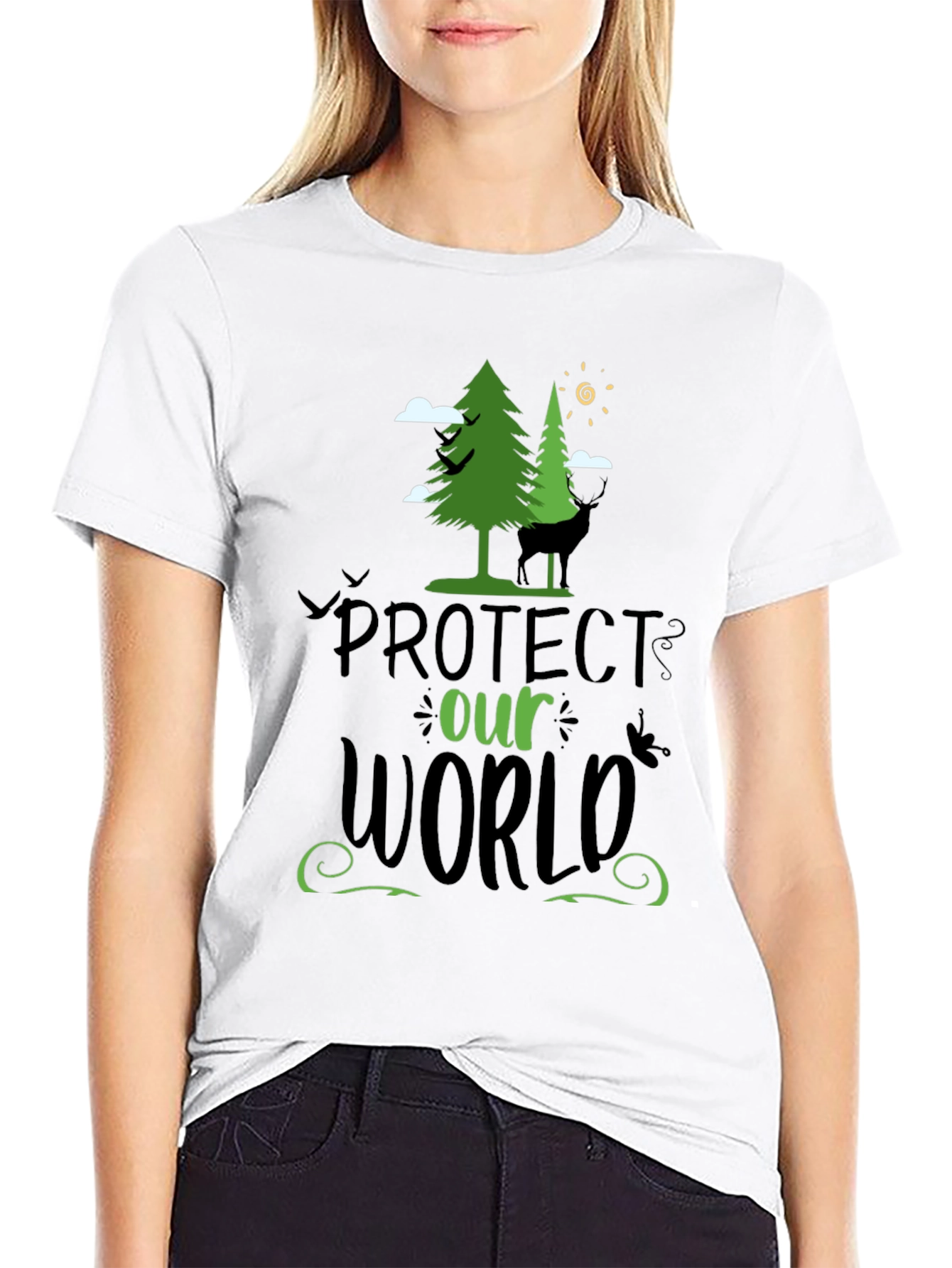 Black Protect Our World Graphic T-Shirt view 9