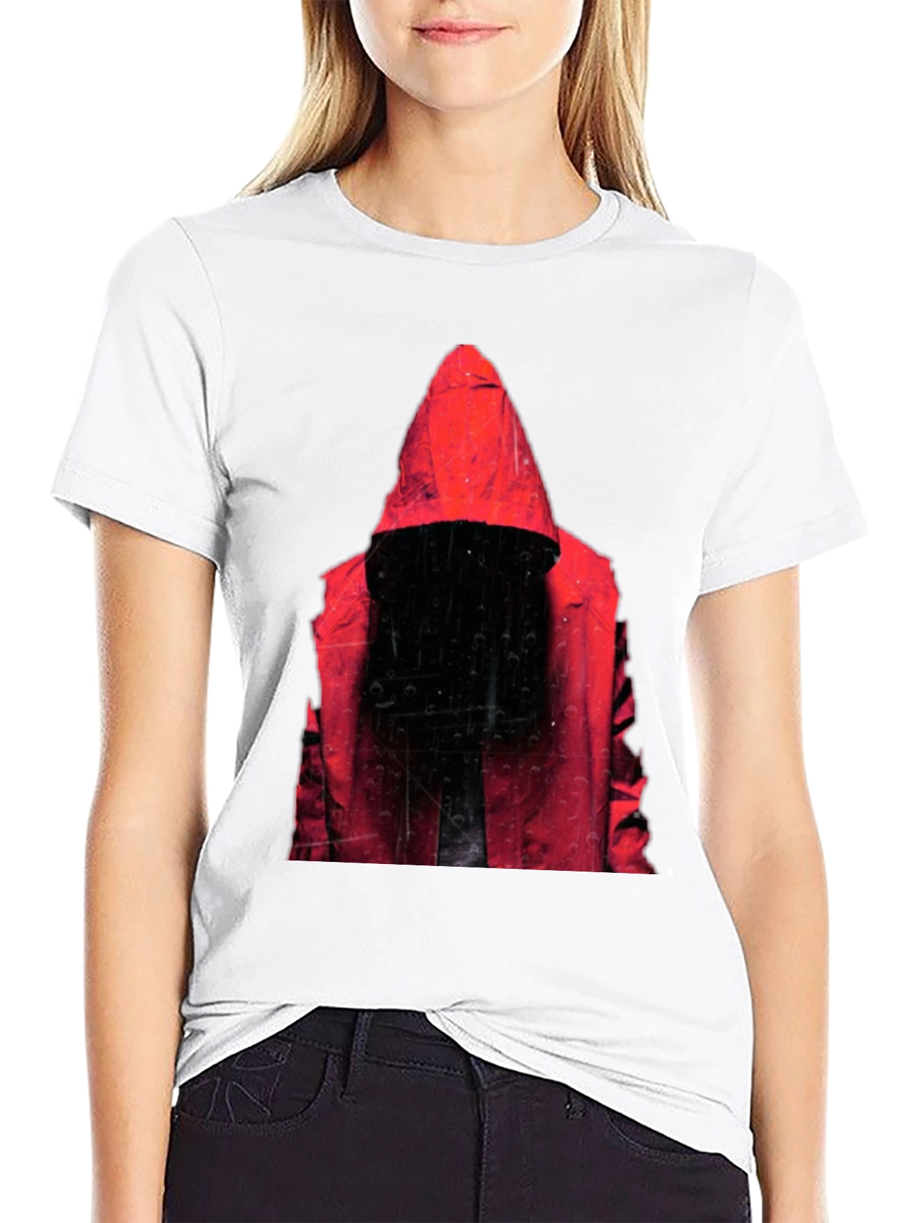 Black Hooded Figure Graphic T-Shirt - Mens Black Tee view 9