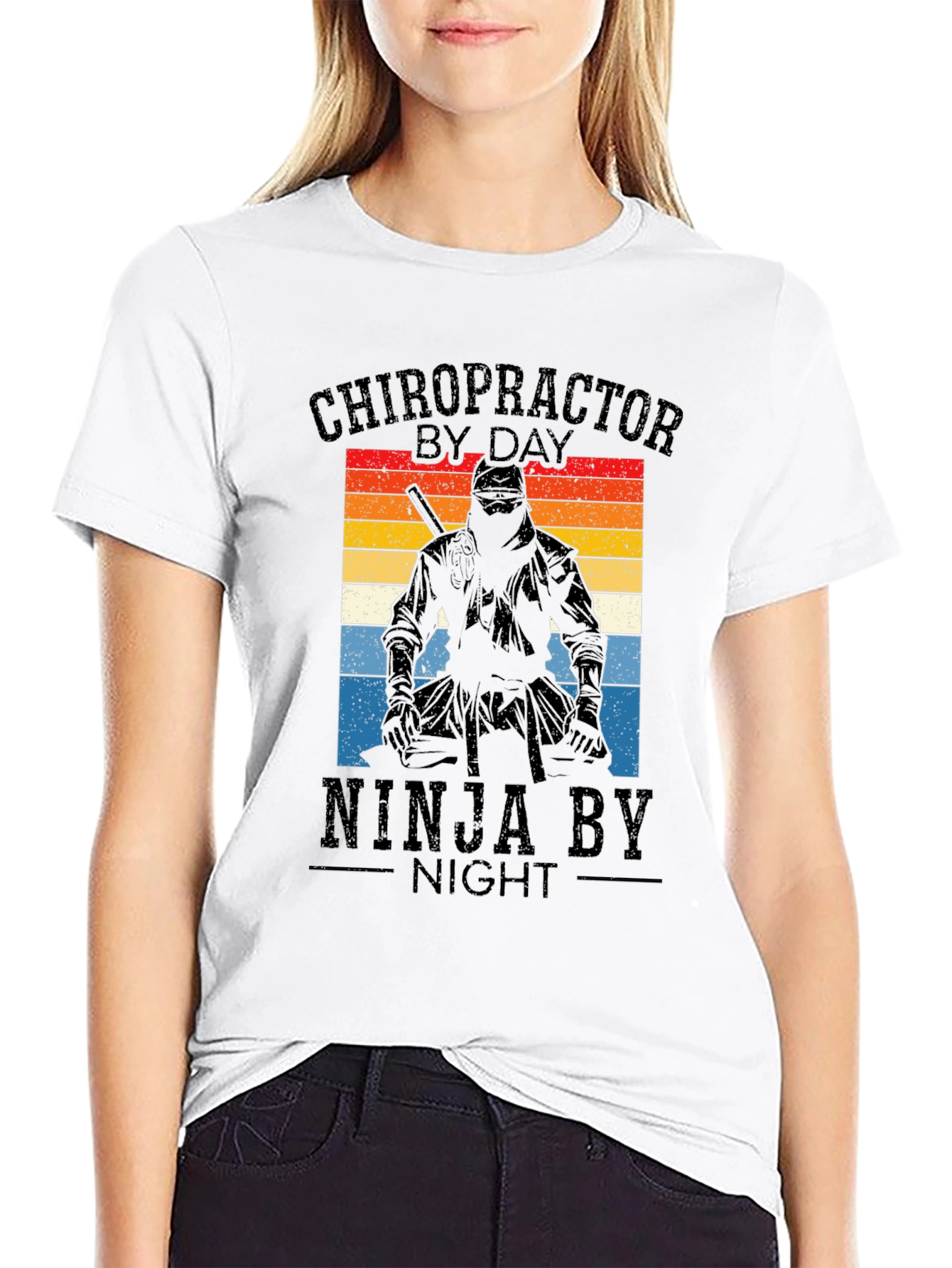 Black Chiropractor Ninja T-Shirt - Novelty Graphic Tee view 9