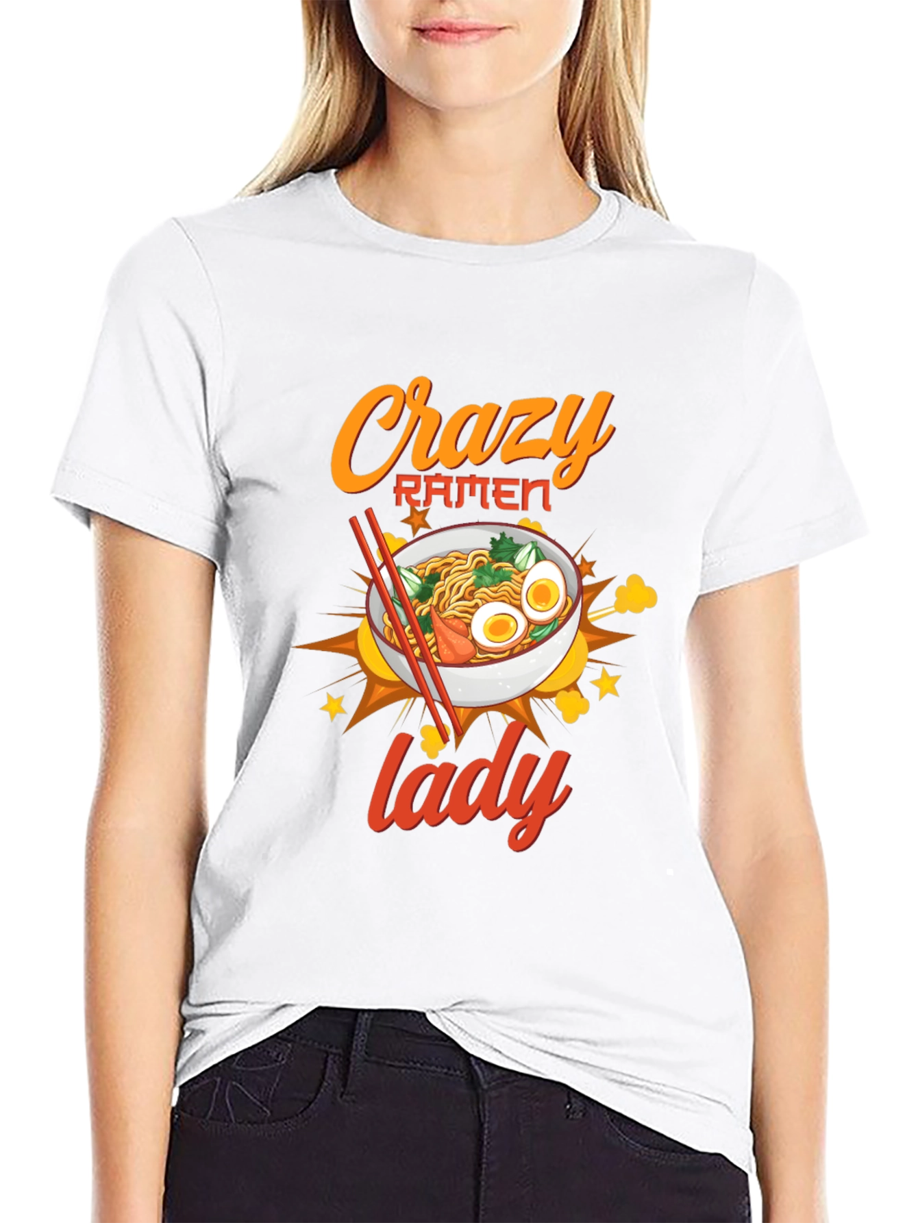 Black Crazy Ramen Lady Graphic Tee - Unisex view 9