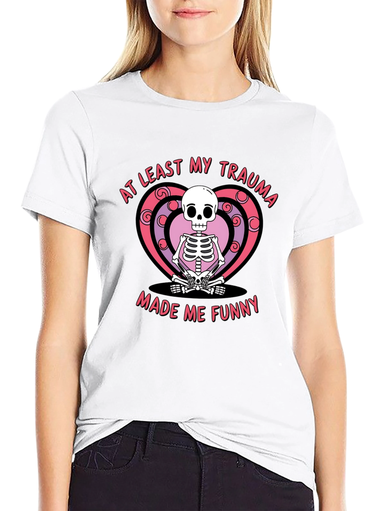 Black Funny Trauma Skeleton T-Shirt - At Least My Trauma Made Me Funny Tee view 9