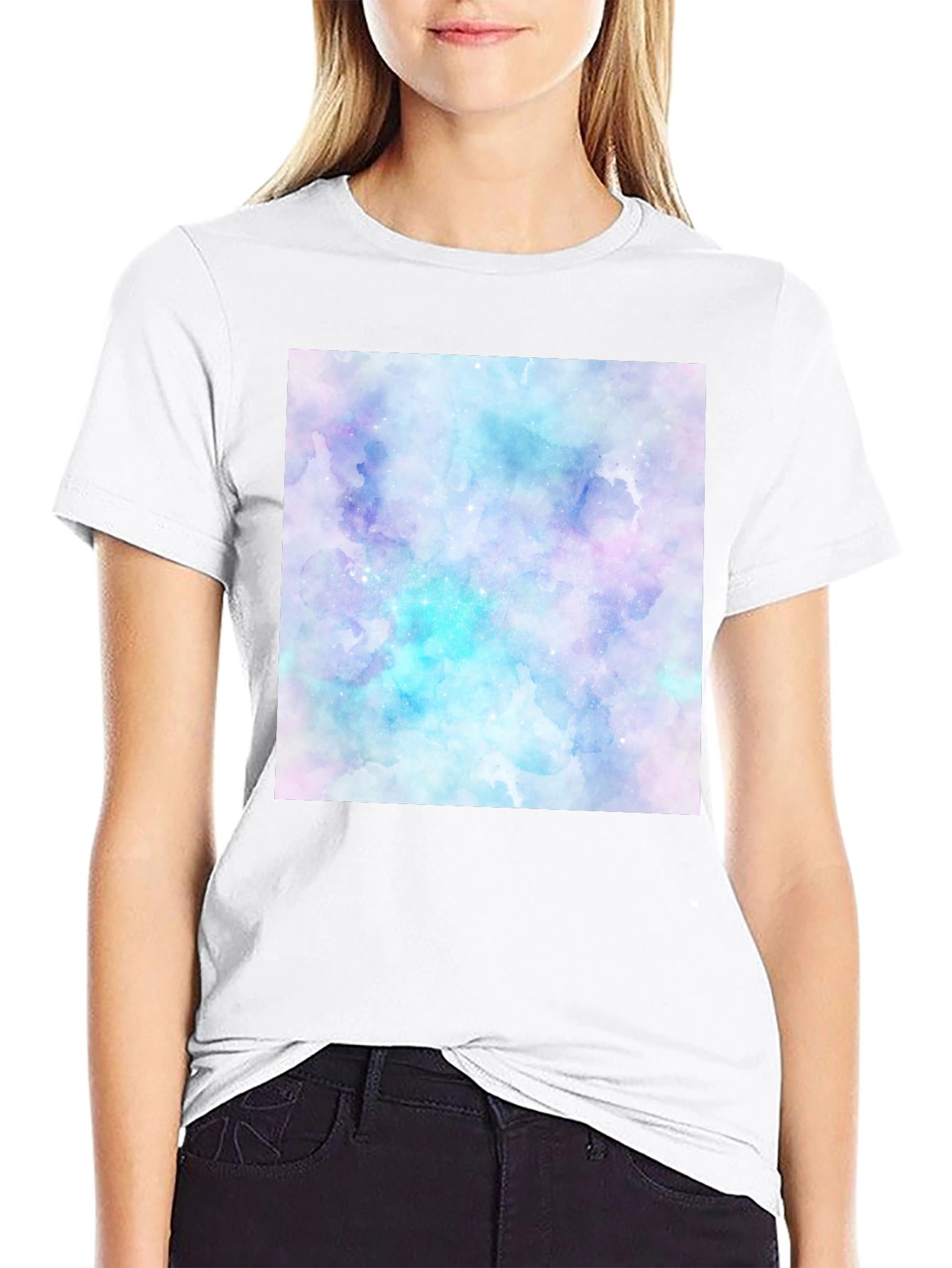 Black Watercolor Galaxy Graphic Tee - Men's Black T-Shirt view 9