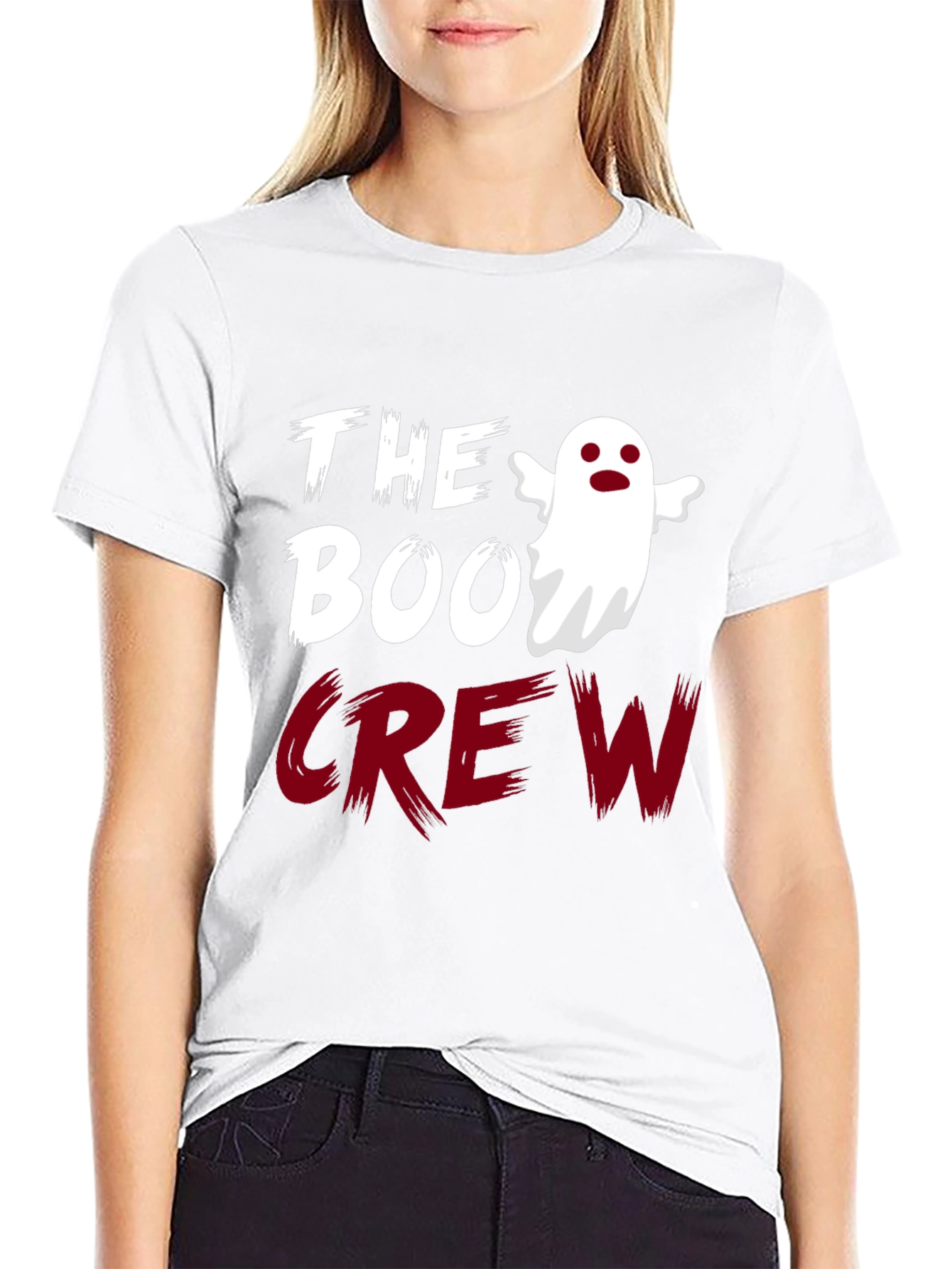 Black The Boo Crew Ghost Halloween T-Shirt view 9