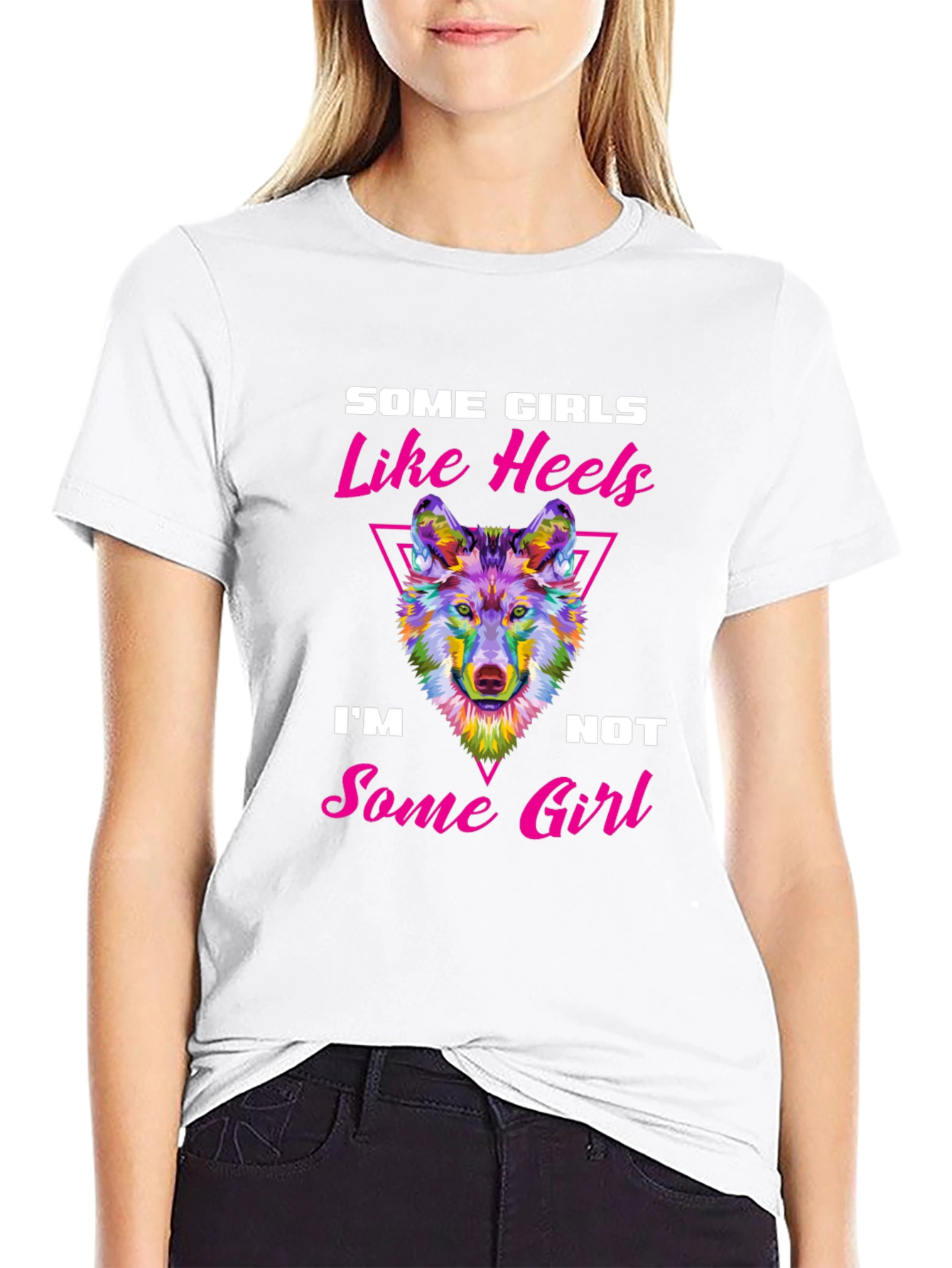 Black Some Girls Like Heels T-Shirt view 9