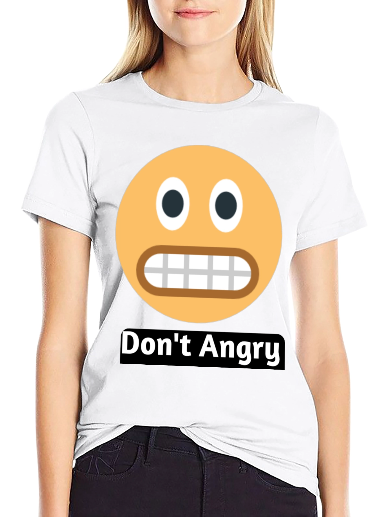 Black Don't Angry Emoji Black T-Shirt view 9