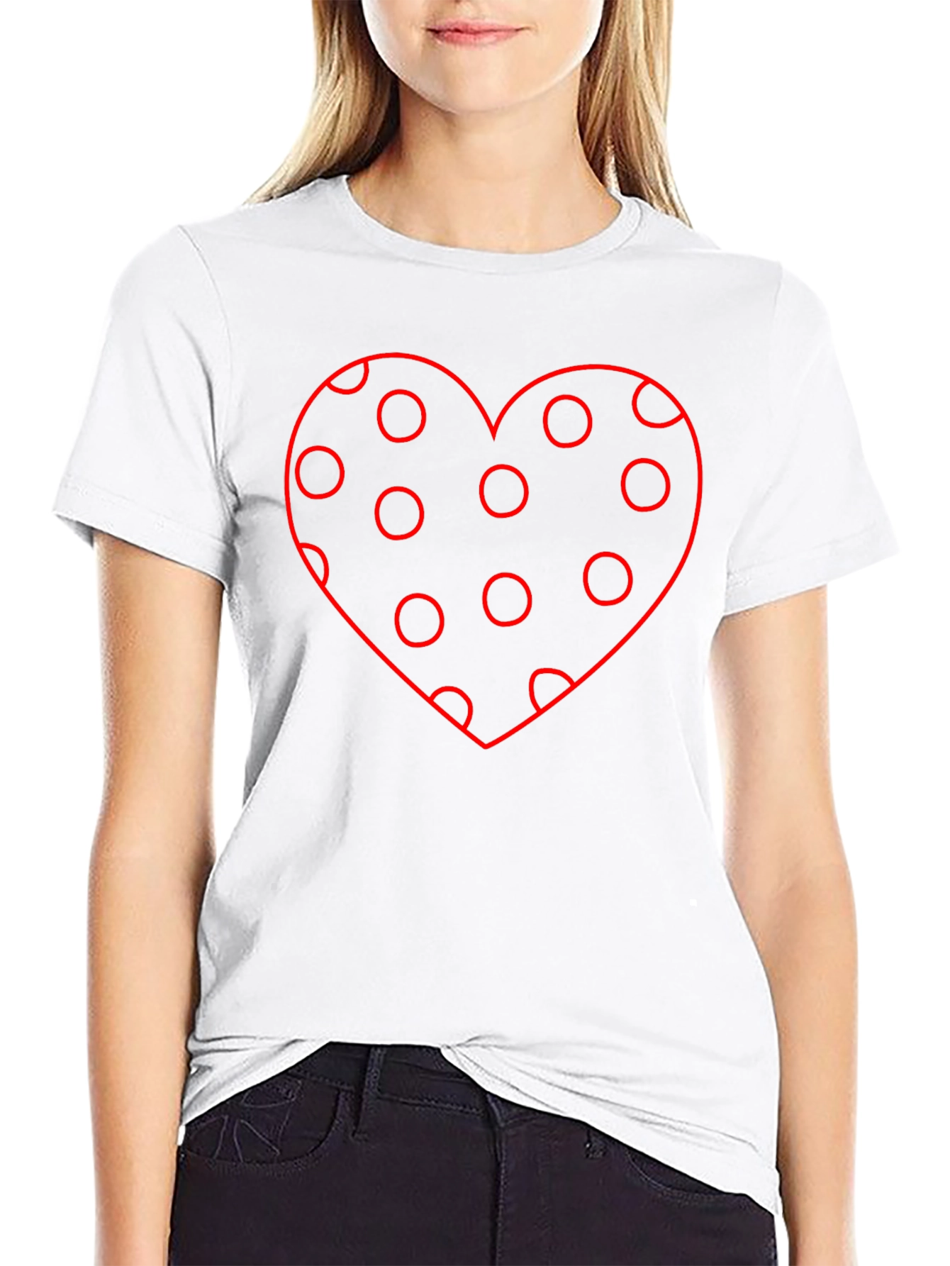 Black Polka Dot Heart Graphic Tee - Black view 9