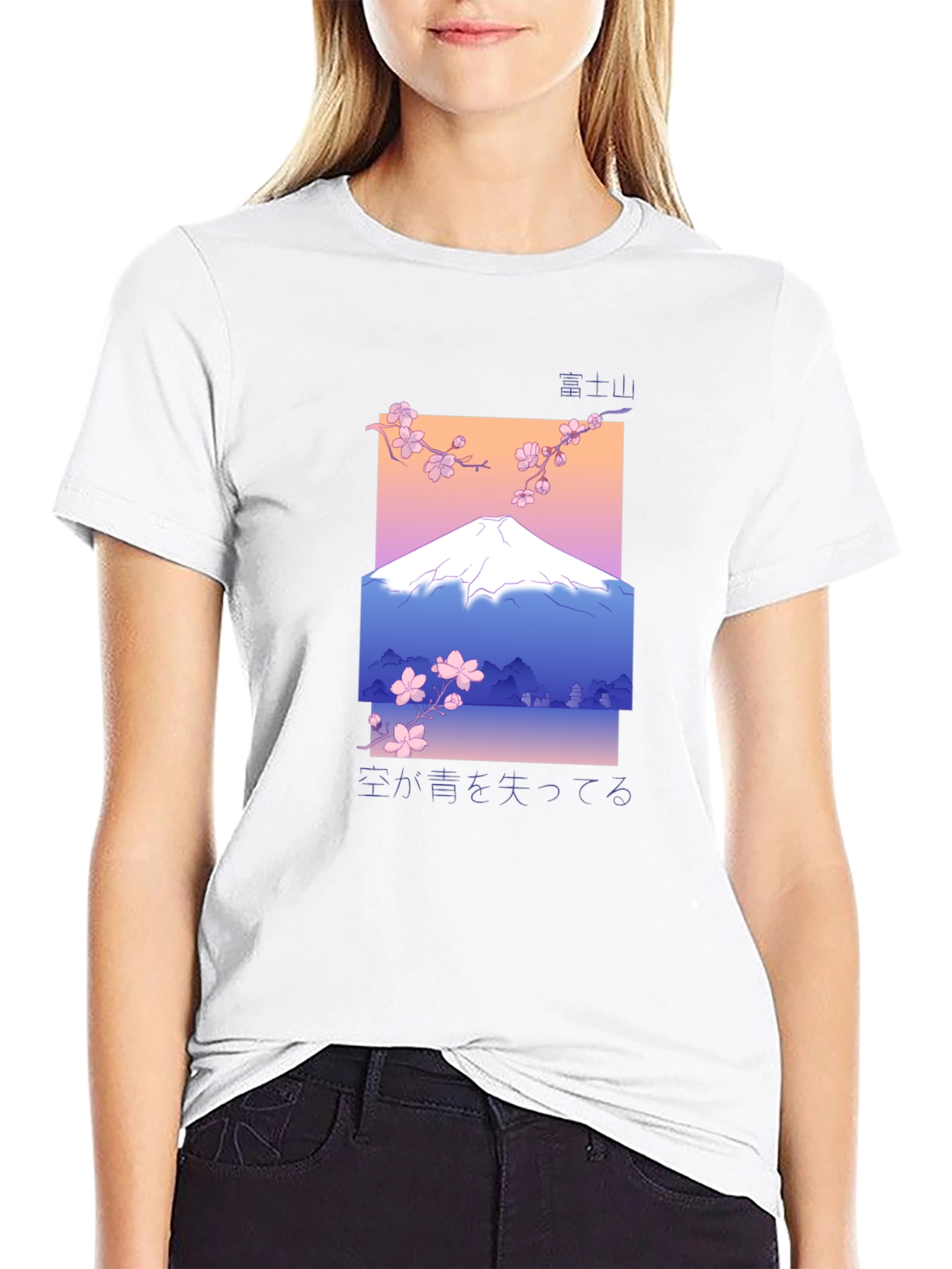 Black Japanese Mountain Graphic Tee - Stylish Black T-Shirt view 9