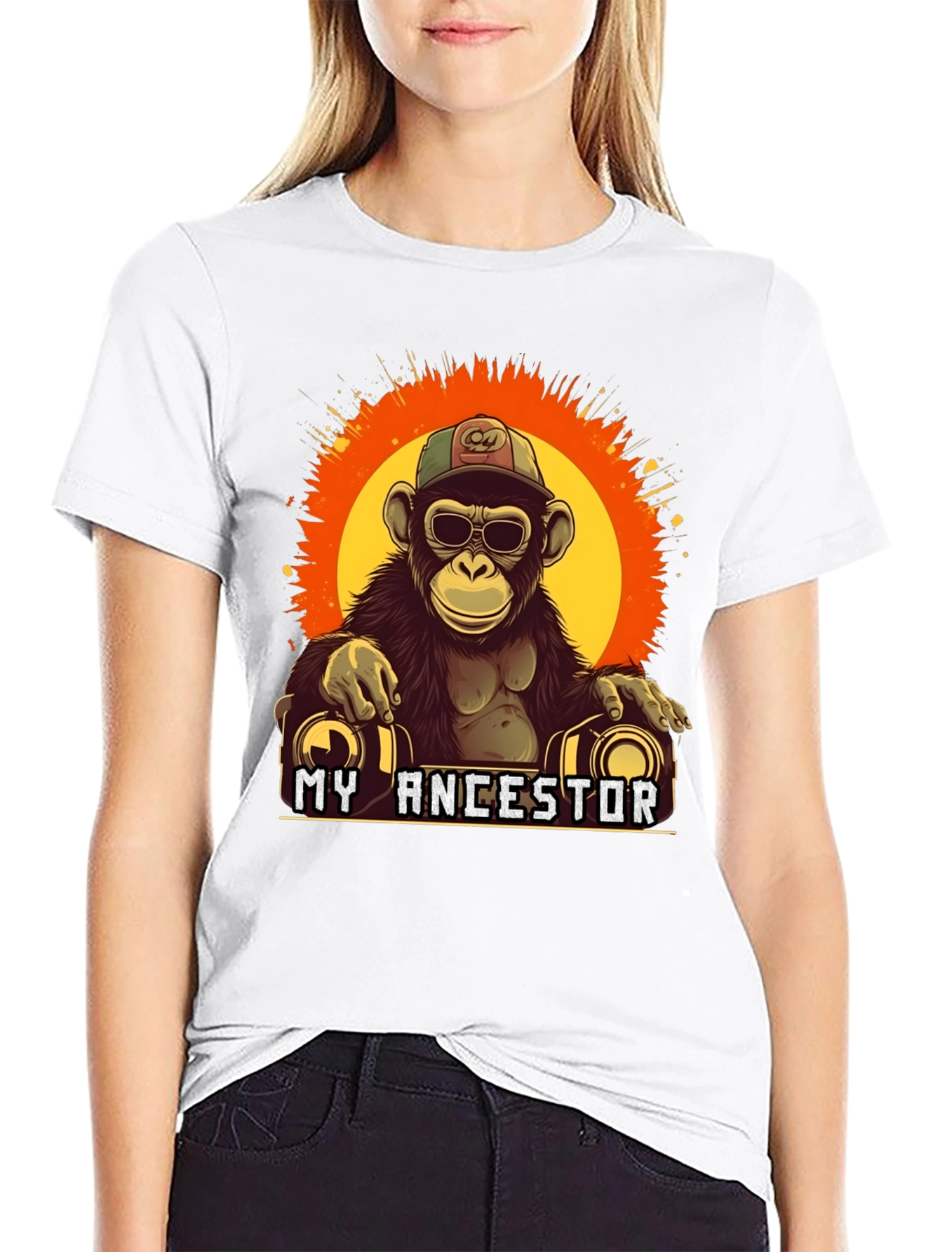 Black My Ancestor Monkey T-Shirt Cool Ape Graphic Tee view 9