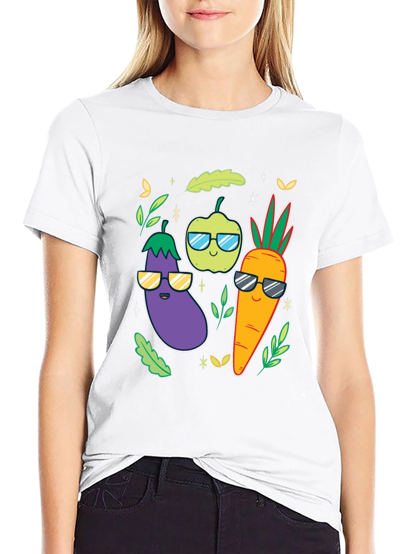Black Cool Veggies Black T-Shirt view 9