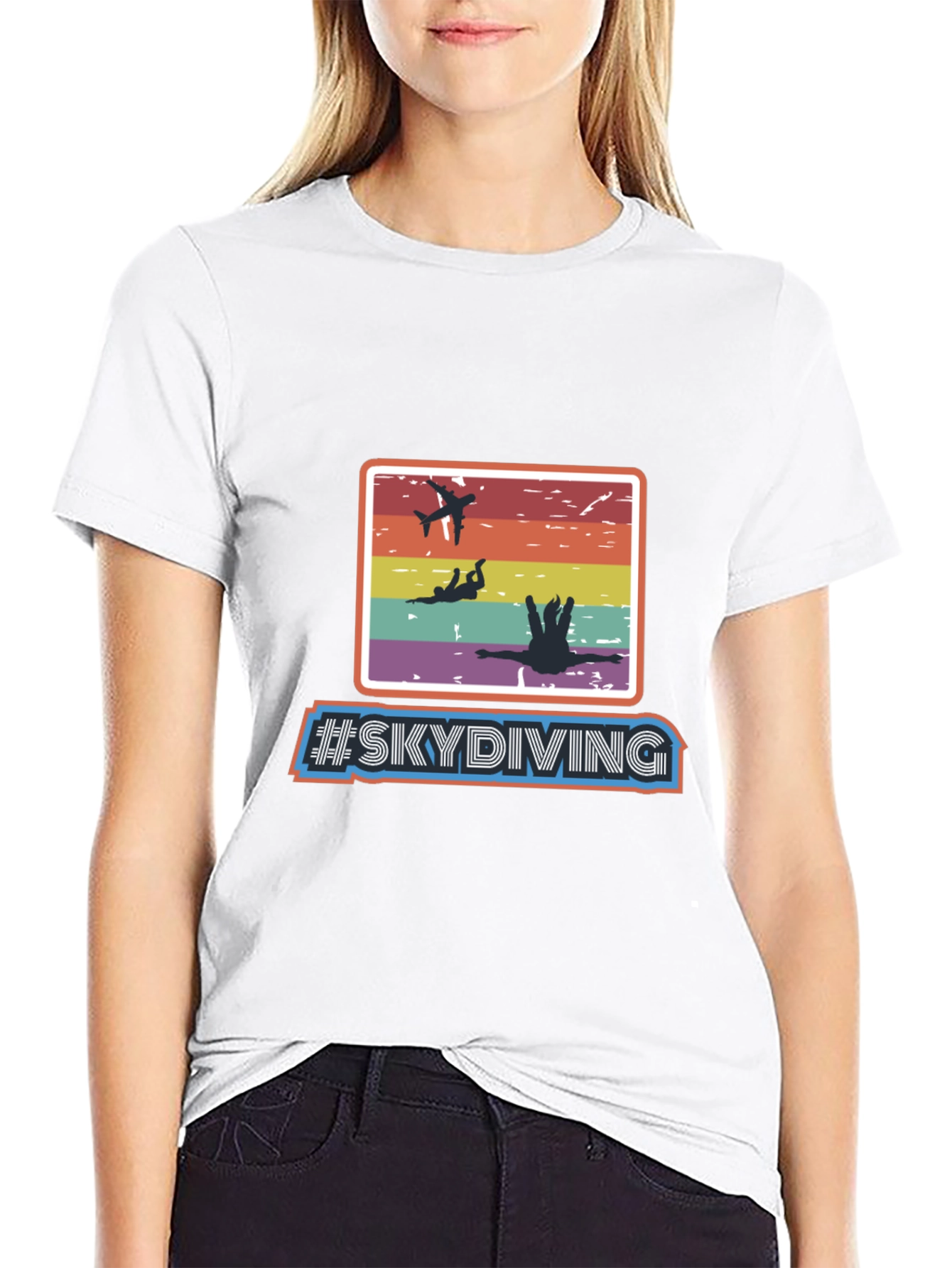Black Skydiving Retro T-Shirt - Adventure Seeker Apparel view 9