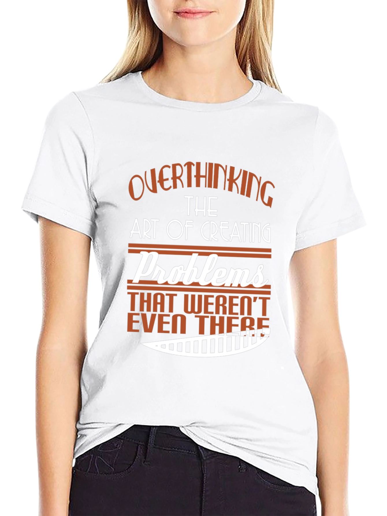 Black Overthinking Problems Funny T-Shirt view 9