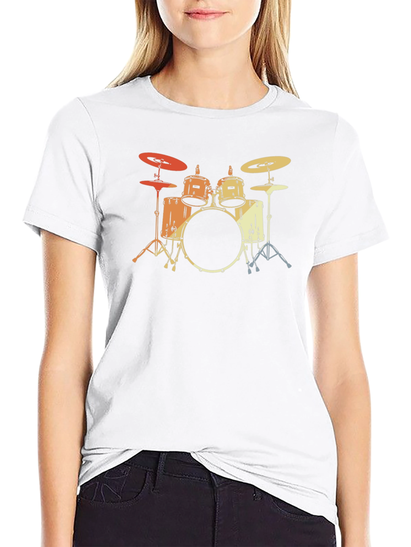 Black Vintage Drum Set Graphic Tee - Musician T-Shirt view 9