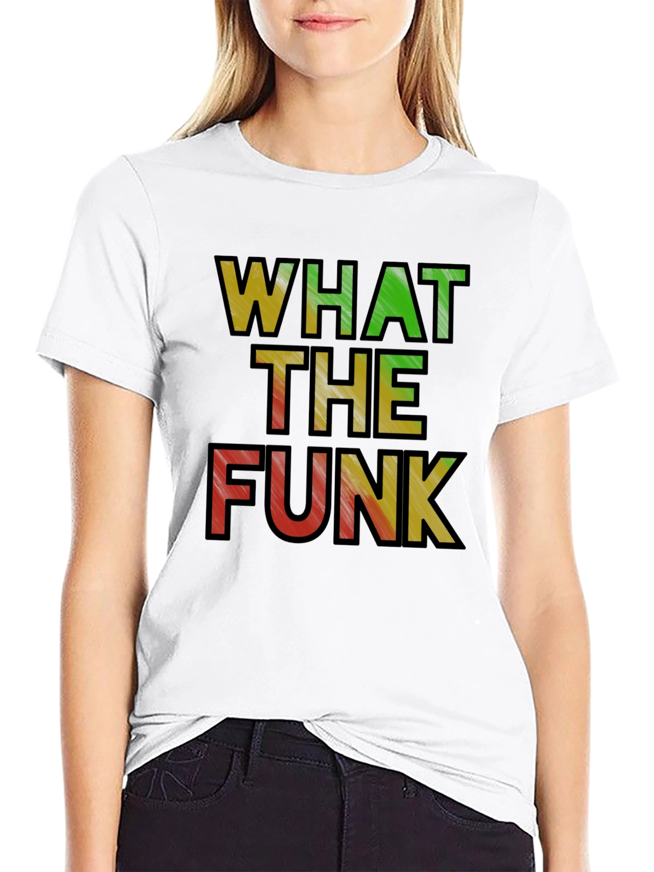 Black What the Funk T-Shirt - Rasta Colors Black Tee view 9