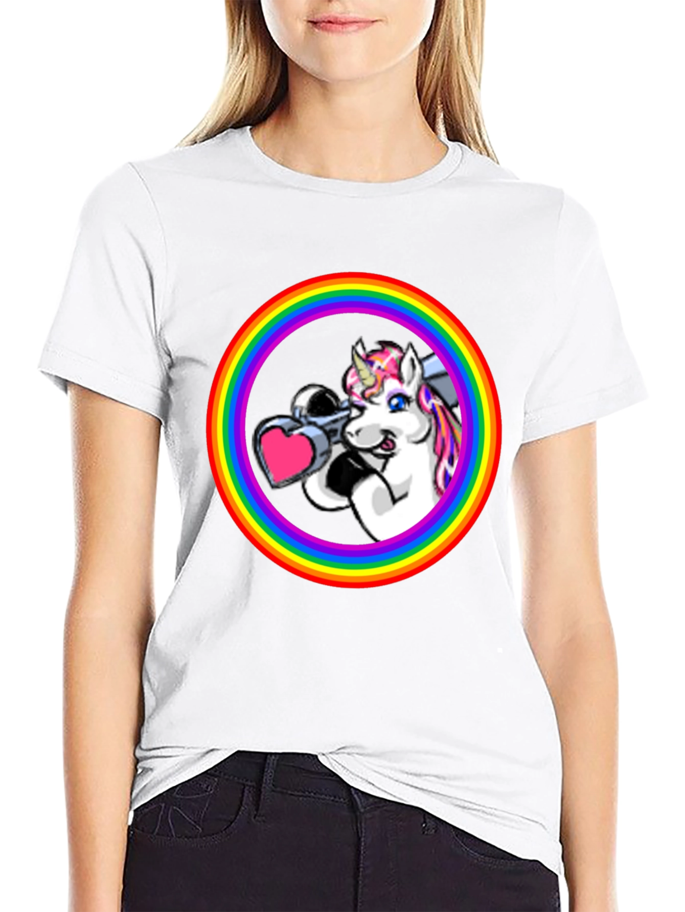 Black Unicorn Bazooka Rainbow T-Shirt view 9