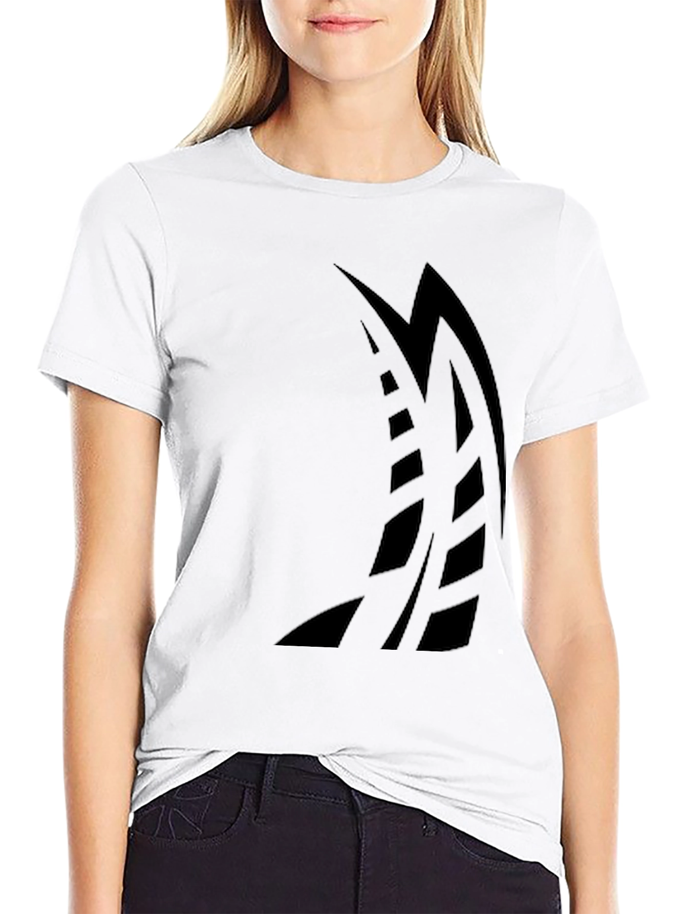 Black Men's Black Graphic Tee - Abstract Sailboat Design view 9