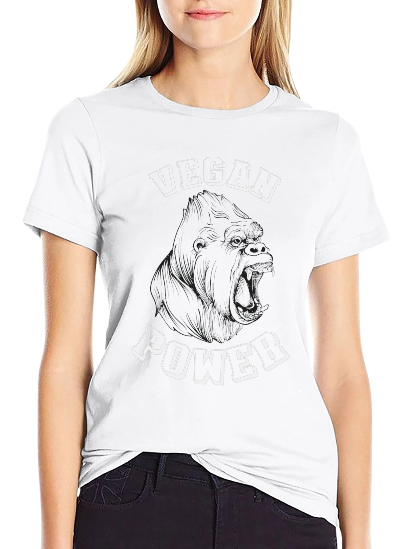 Black Vegan Power Gorilla T-Shirt view 9