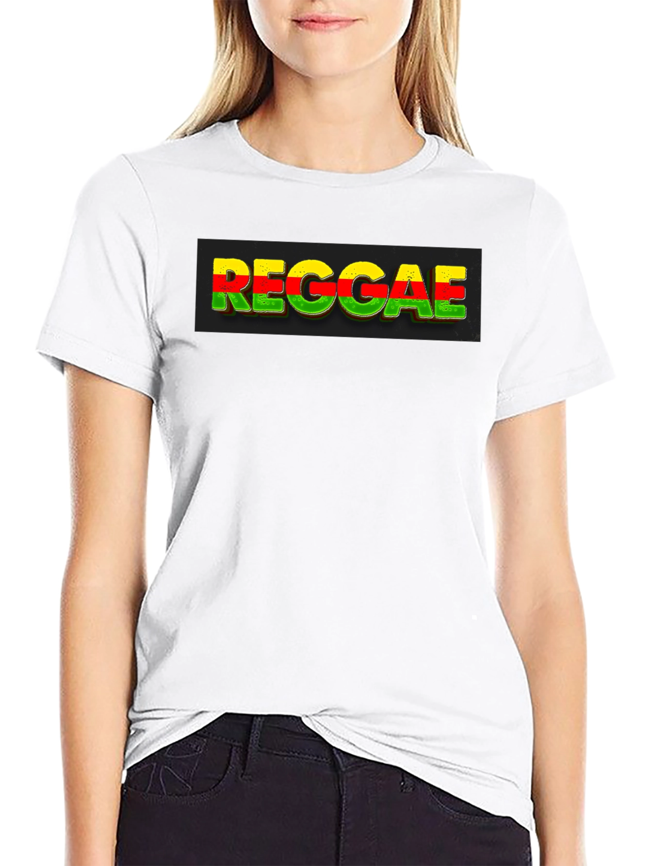 Black Reggae T-Shirt - Rasta Colors, Unique Design view 9