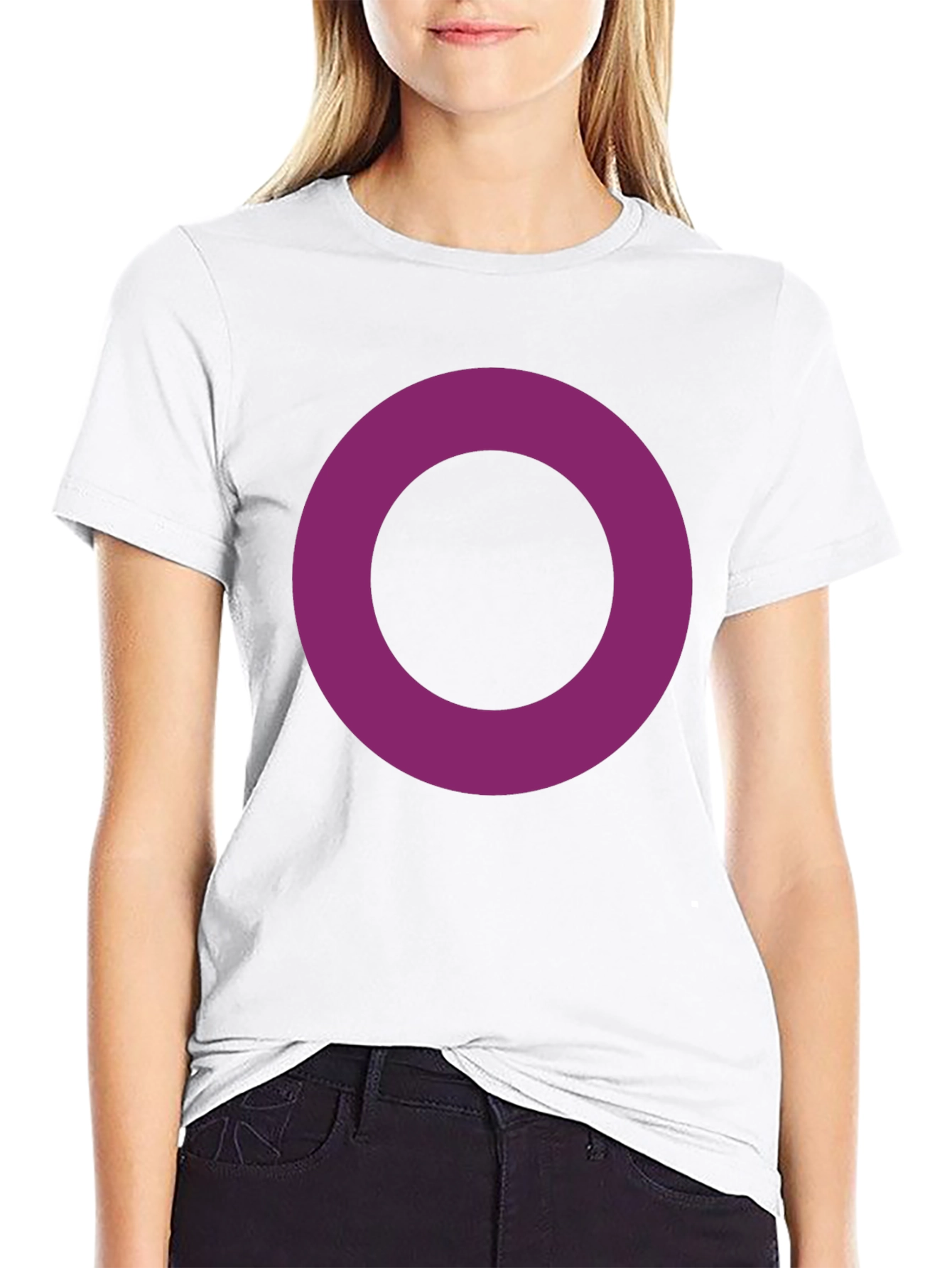 Black Minimalist Purple Ring Graphic Black T-Shirt view 9