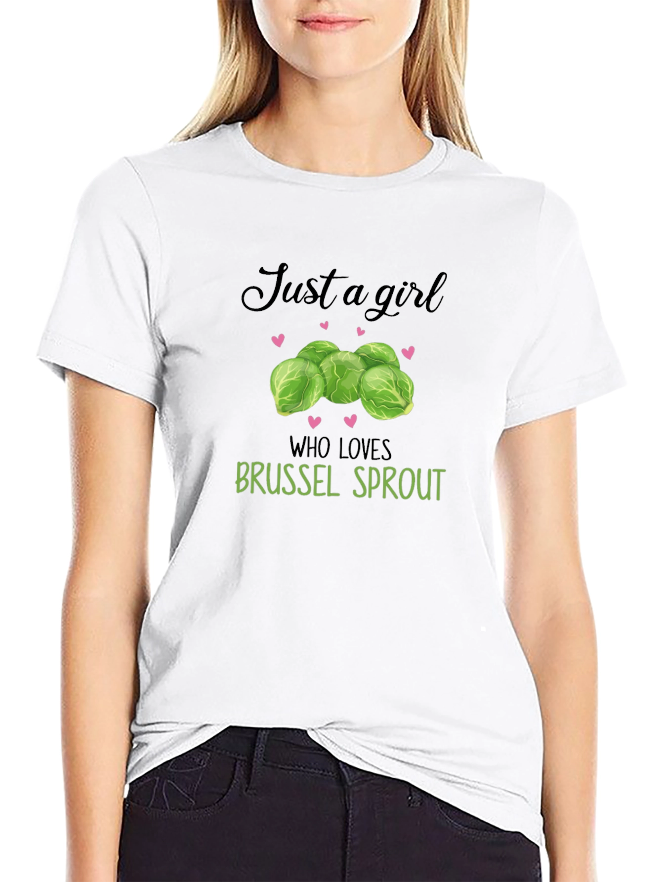 Black Just a Girl Who Loves Brussel Sprouts T-Shirt view 9