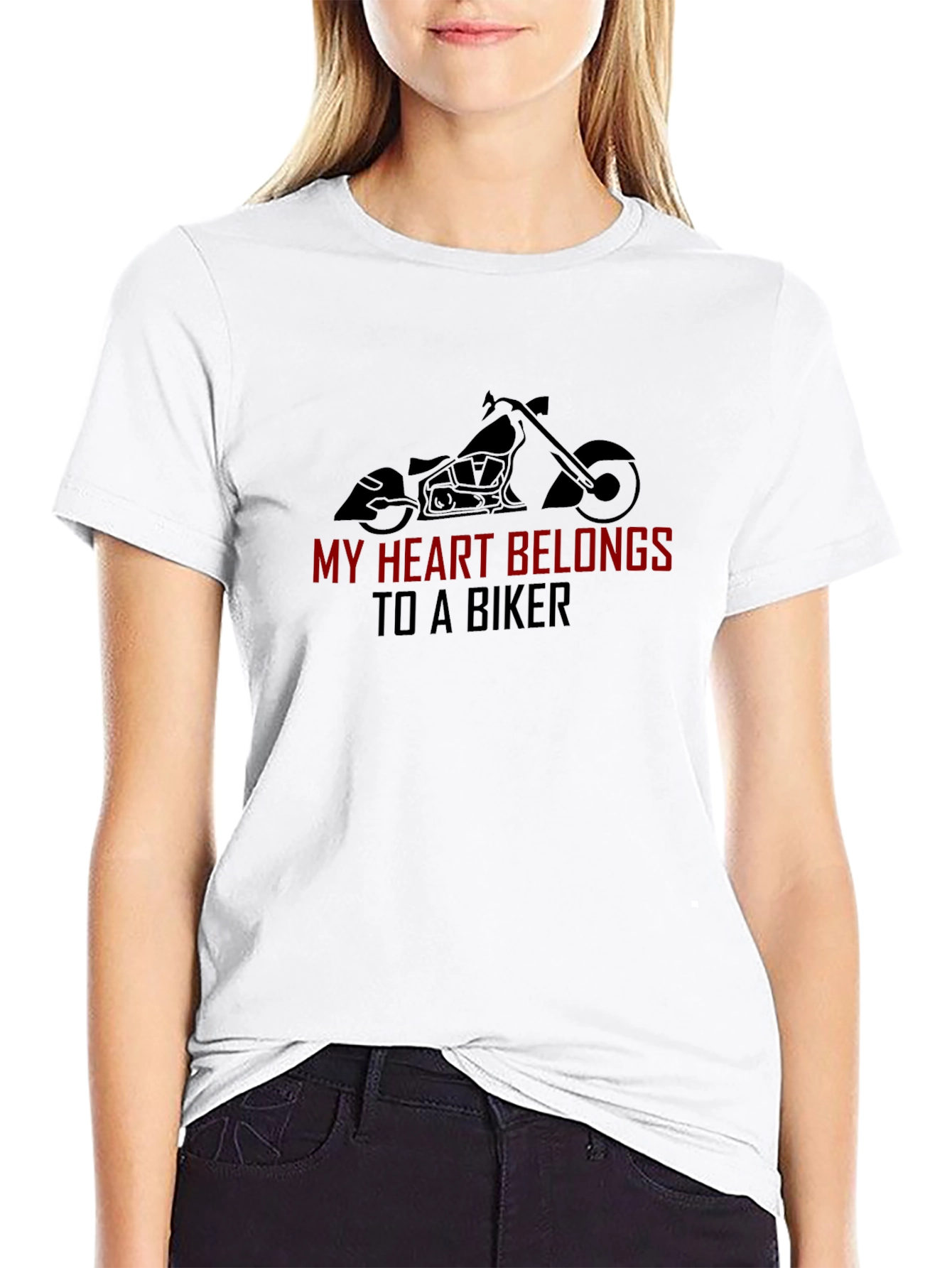 Black My Heart Belongs to a Biker Tee view 9