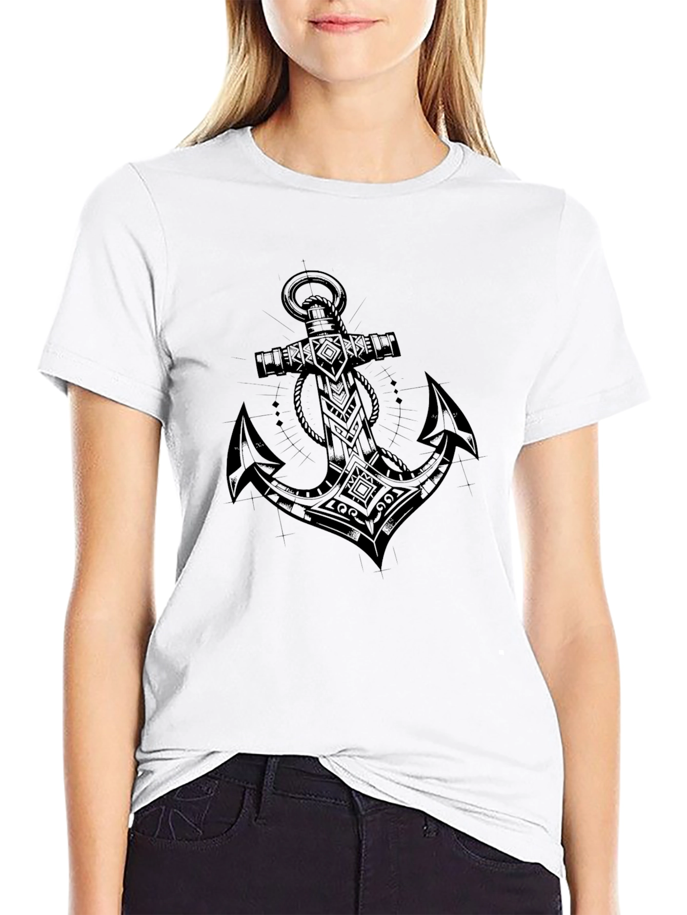 Black Anchor Graphic Black Tee - Nautical Style view 9