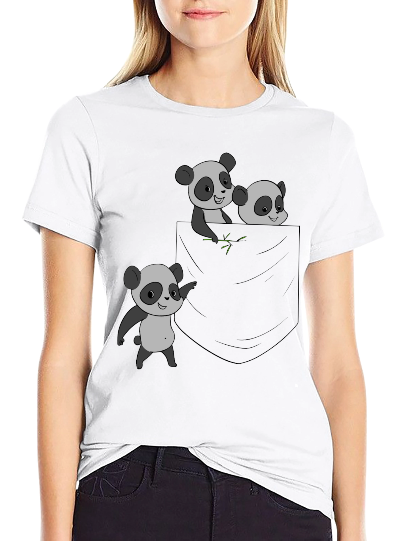 Black Panda Pocket Graphic Tee - Casual & Cute! view 9