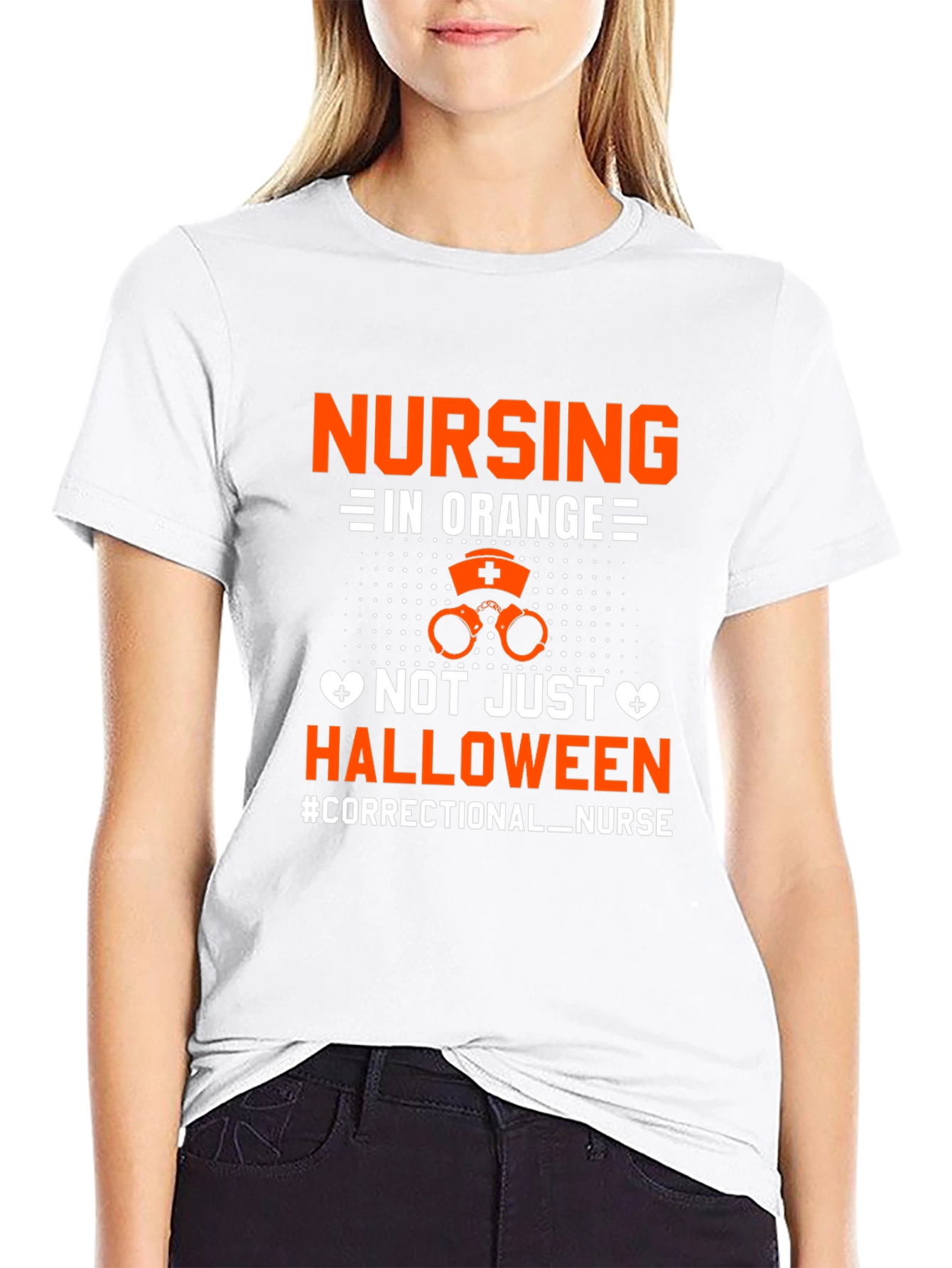 Black Correctional Nurse Halloween T-Shirt view 9