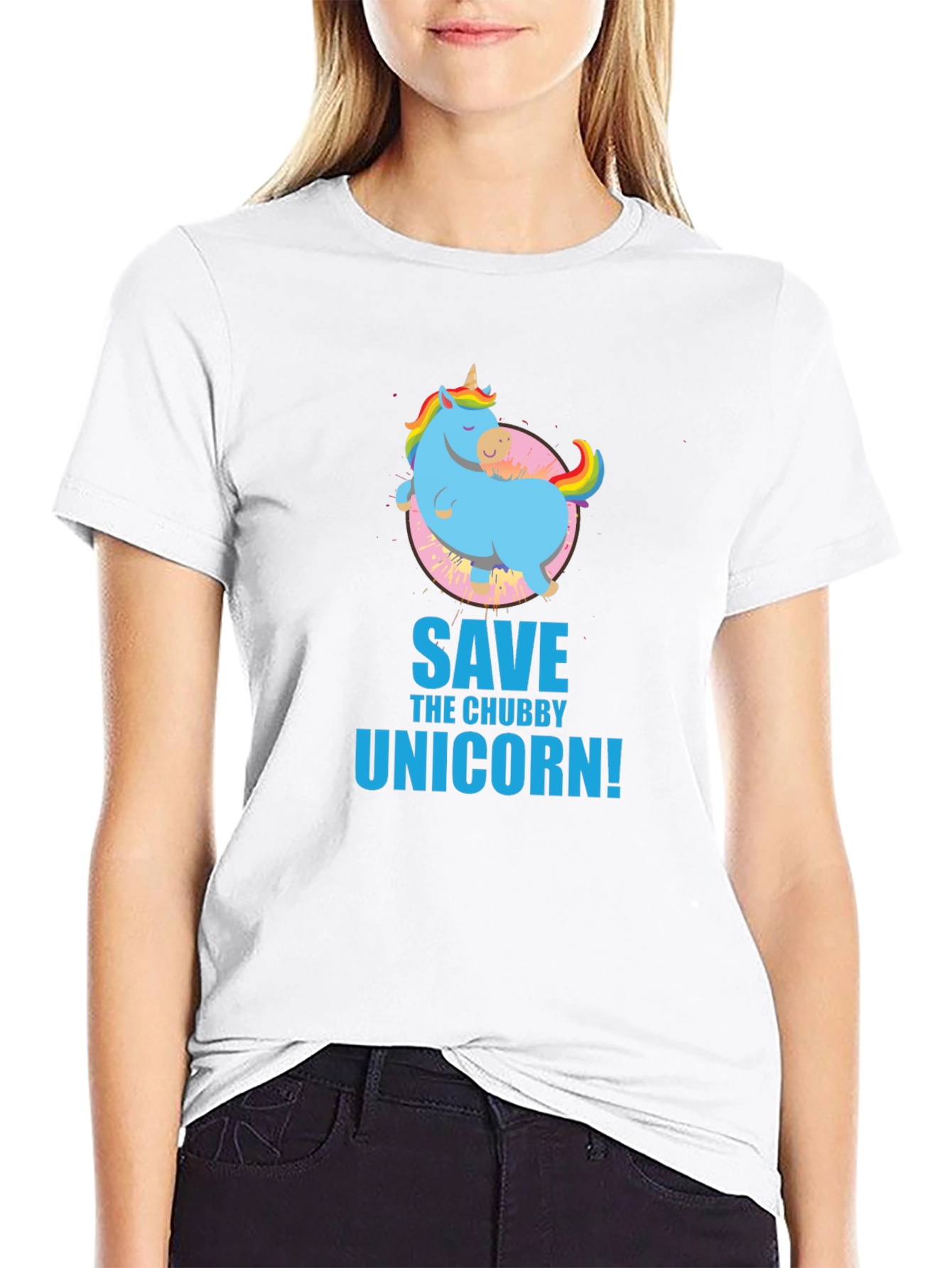 Black Save the Chubby Unicorn Black T-Shirt view 9