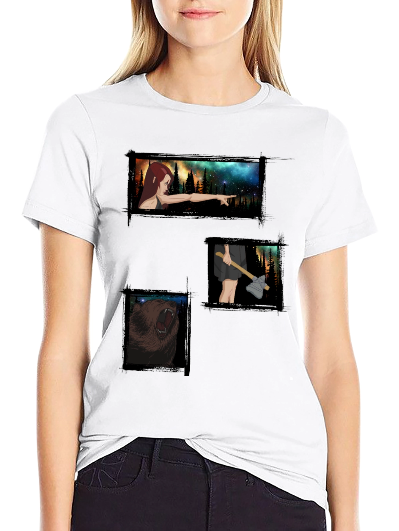 Black Printed Graphic Tee - Forest Adventure view 9