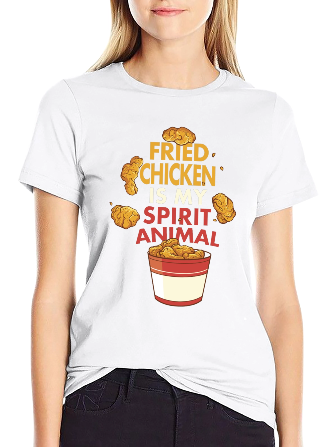 Black Fried Chicken Spirit Animal Black Graphic T-Shirt view 9