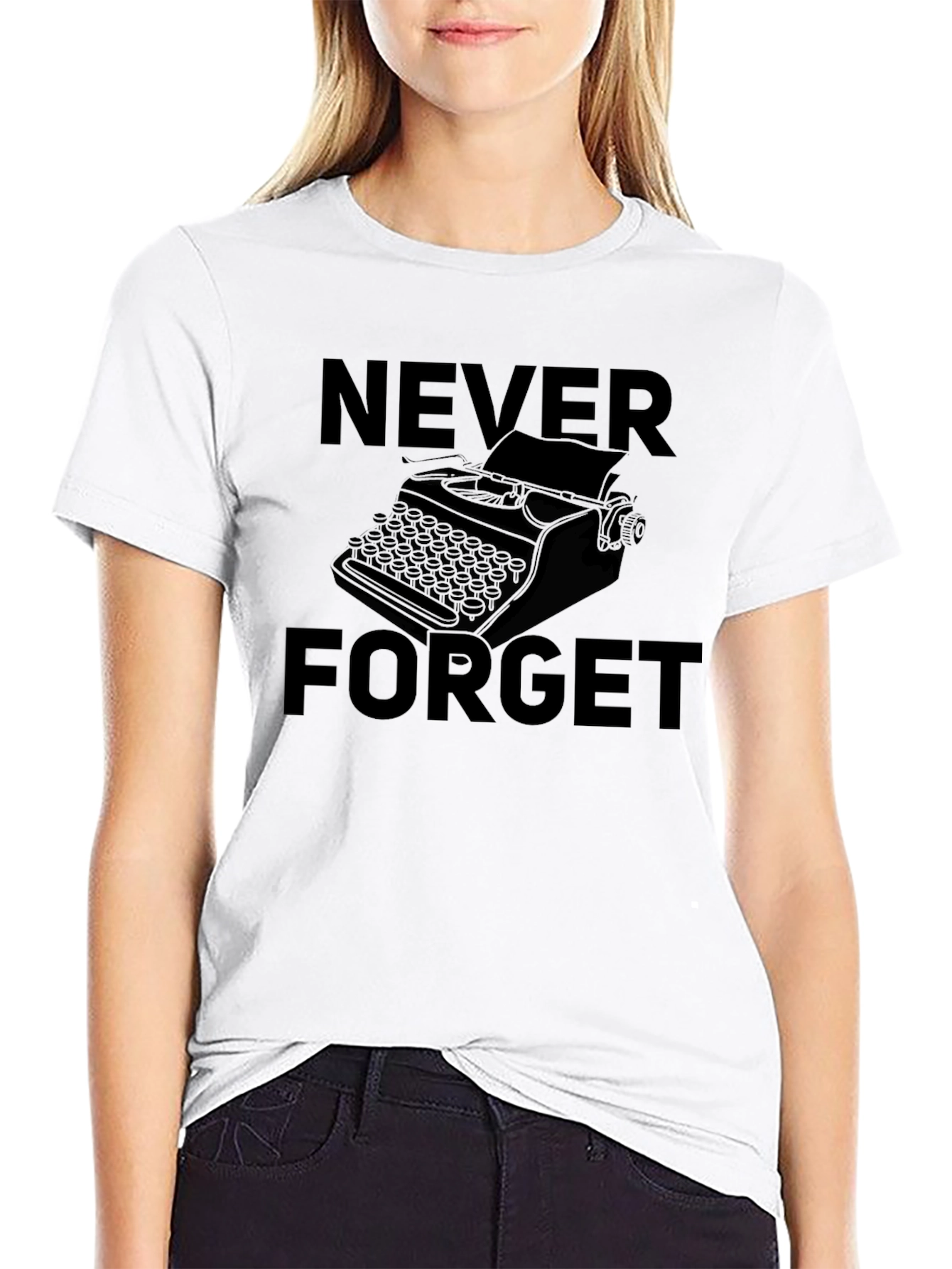 Black Never Forget Typewriter Graphic Tee - Black view 9