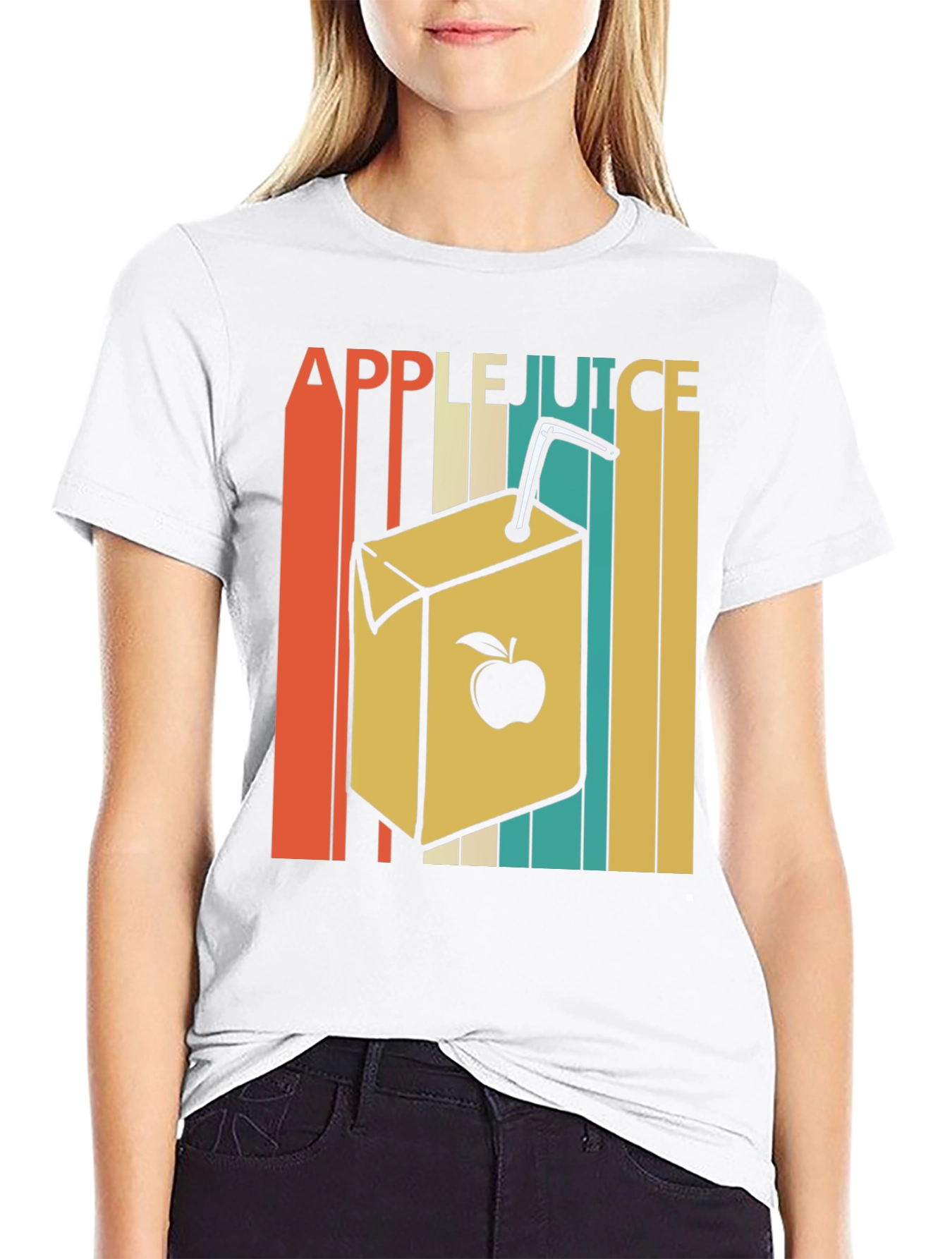 Black Retro Apple Juice T-Shirt view 9