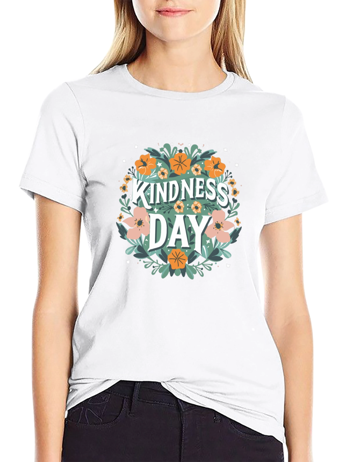 Black Kindness Day Floral T-Shirt view 9