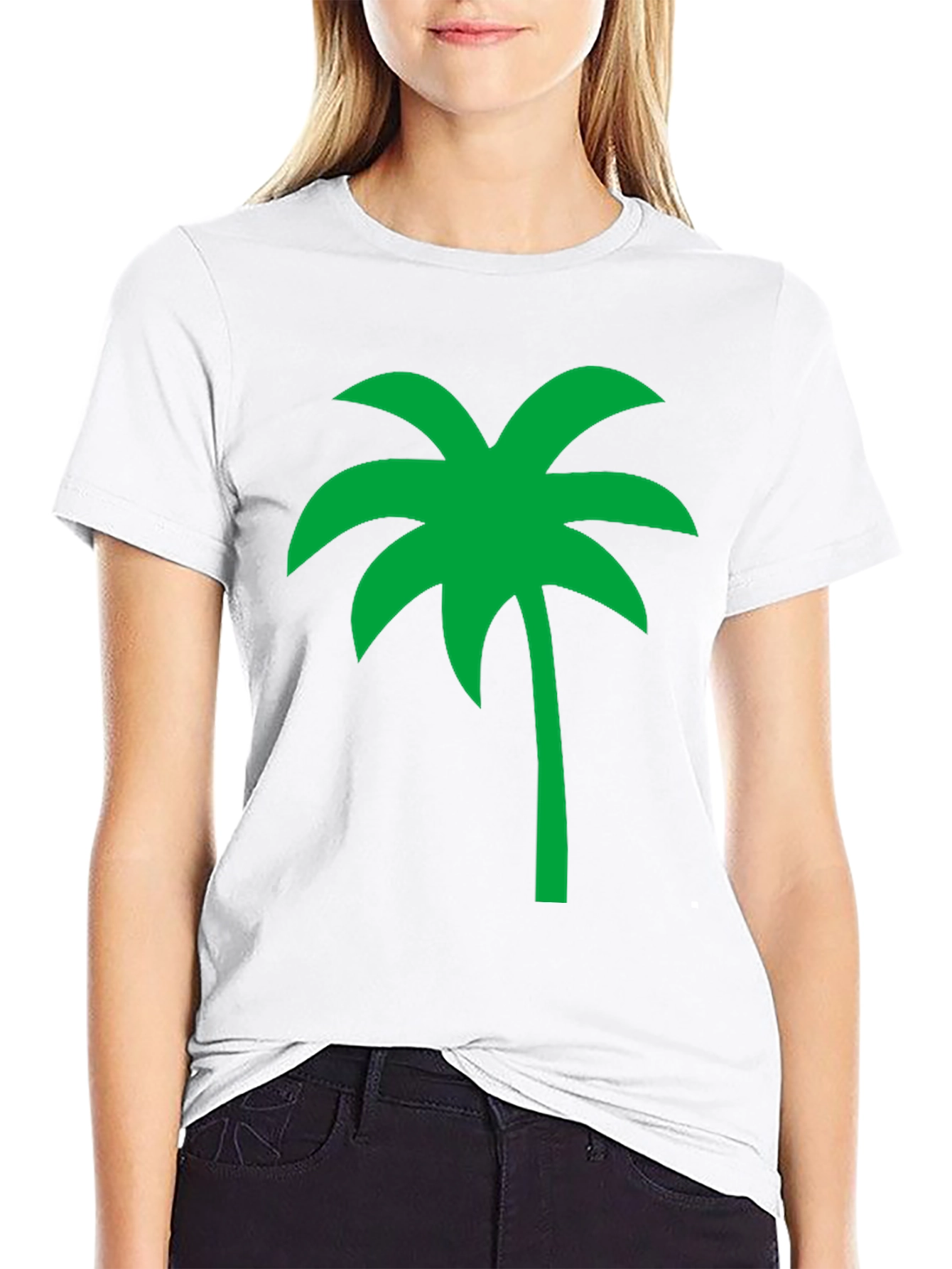 Black Tropical Palm Tree Graphic Tee - Black Cotton Casual Shirt view 9