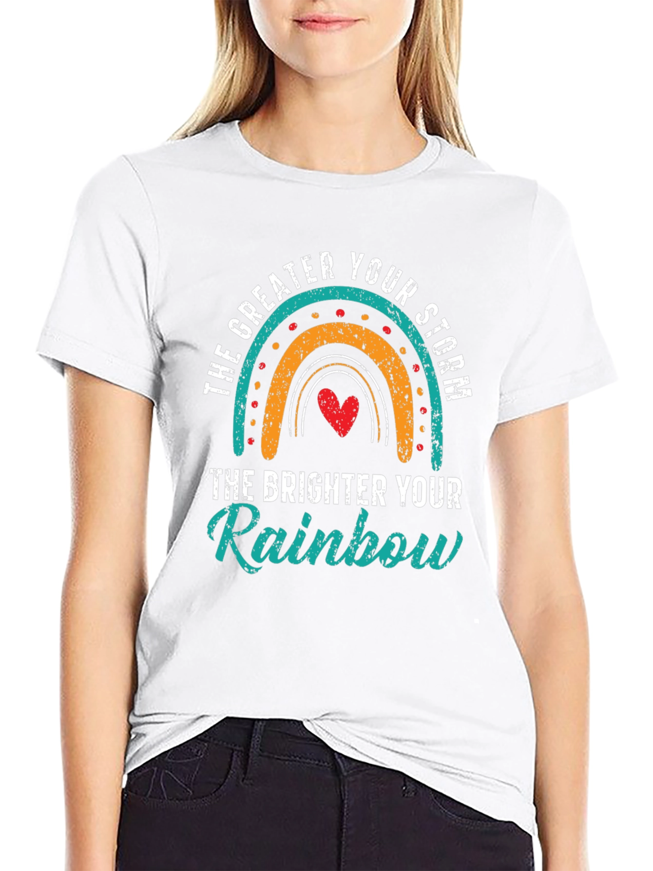Black Inspirational Rainbow Graphic T-Shirt view 9