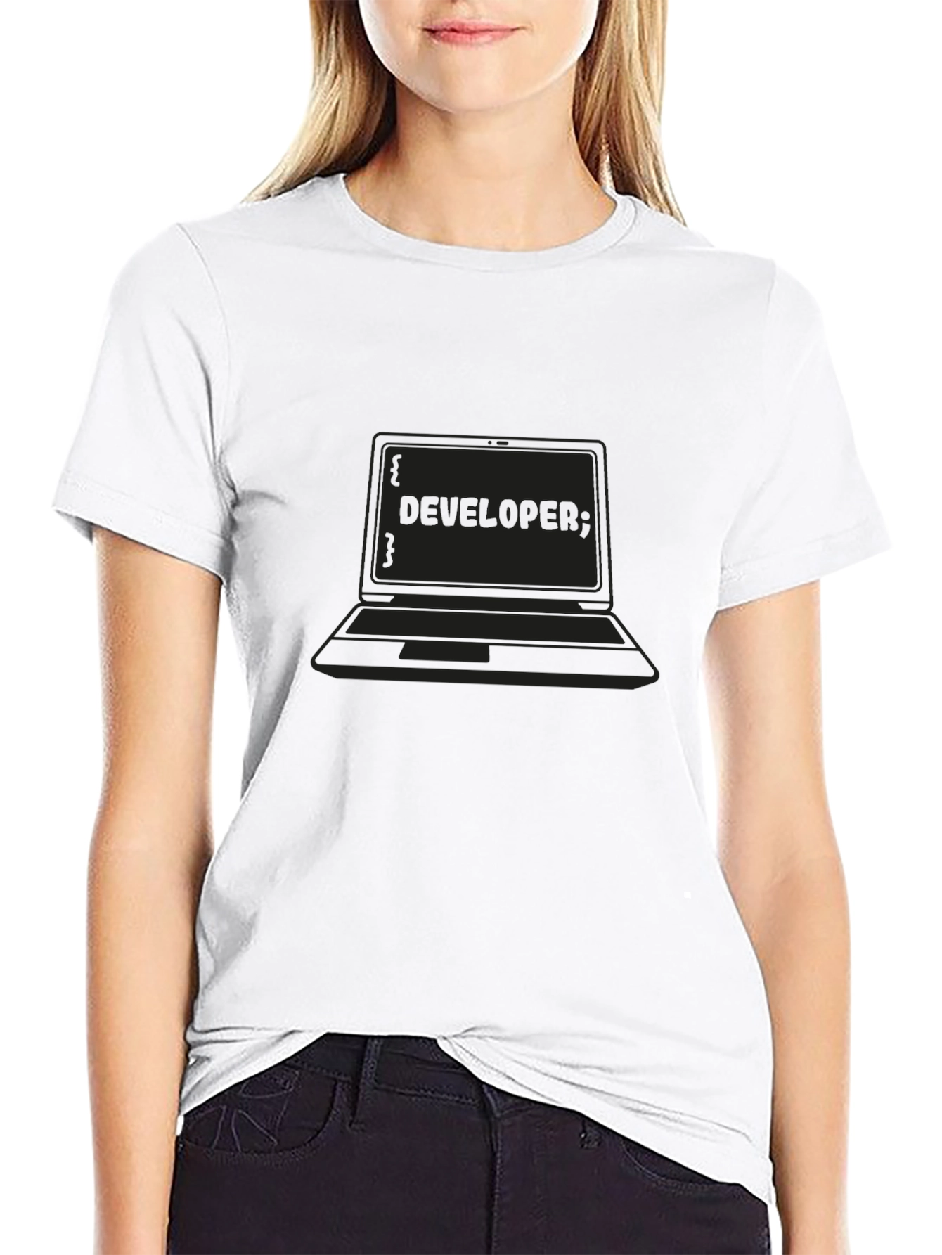 Black Developer Laptop Black T-Shirt view 9